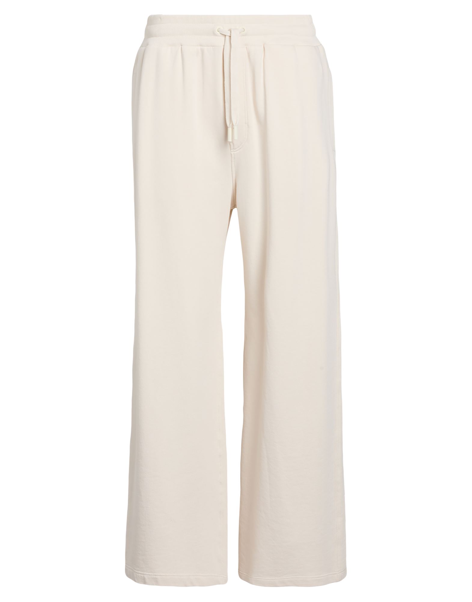 트랙 팬츠, 프렌치 테리, 솔리드 컬러, 니트 트리밍, 하이 웨이스트, 드로스트링 웨이스트, 컴포트 핏, 드로스트링 여밈, 멀티 포켓, 세탁기로 세탁, 표백 금지, 건조기 사용불가, 운동이나 야외 활동에 적합한, 스타일과 편안함을 모두 갖춘 퍼포먼스 스포츠웨어. 이미지