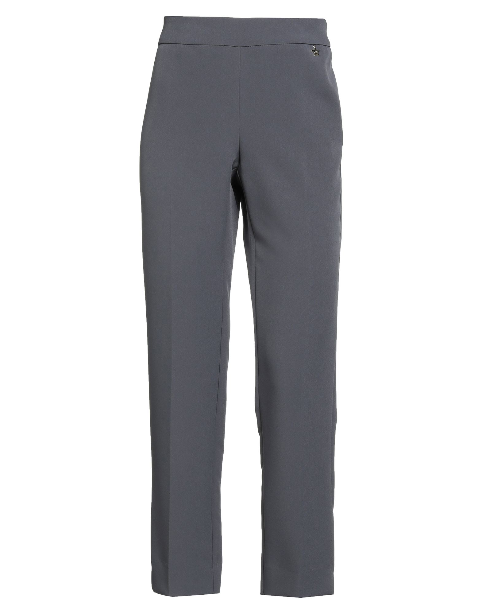 테이퍼드 팬츠, 우븐, 솔리드 컬러, 브랜드 로고, 노멀 웨이스트, 레귤러 핏, 지퍼 여밈, 사이드 슬릿 헴라인, 스트레치, 드라이클리닝, 표백 금지, 건조기 사용불가. 이미지