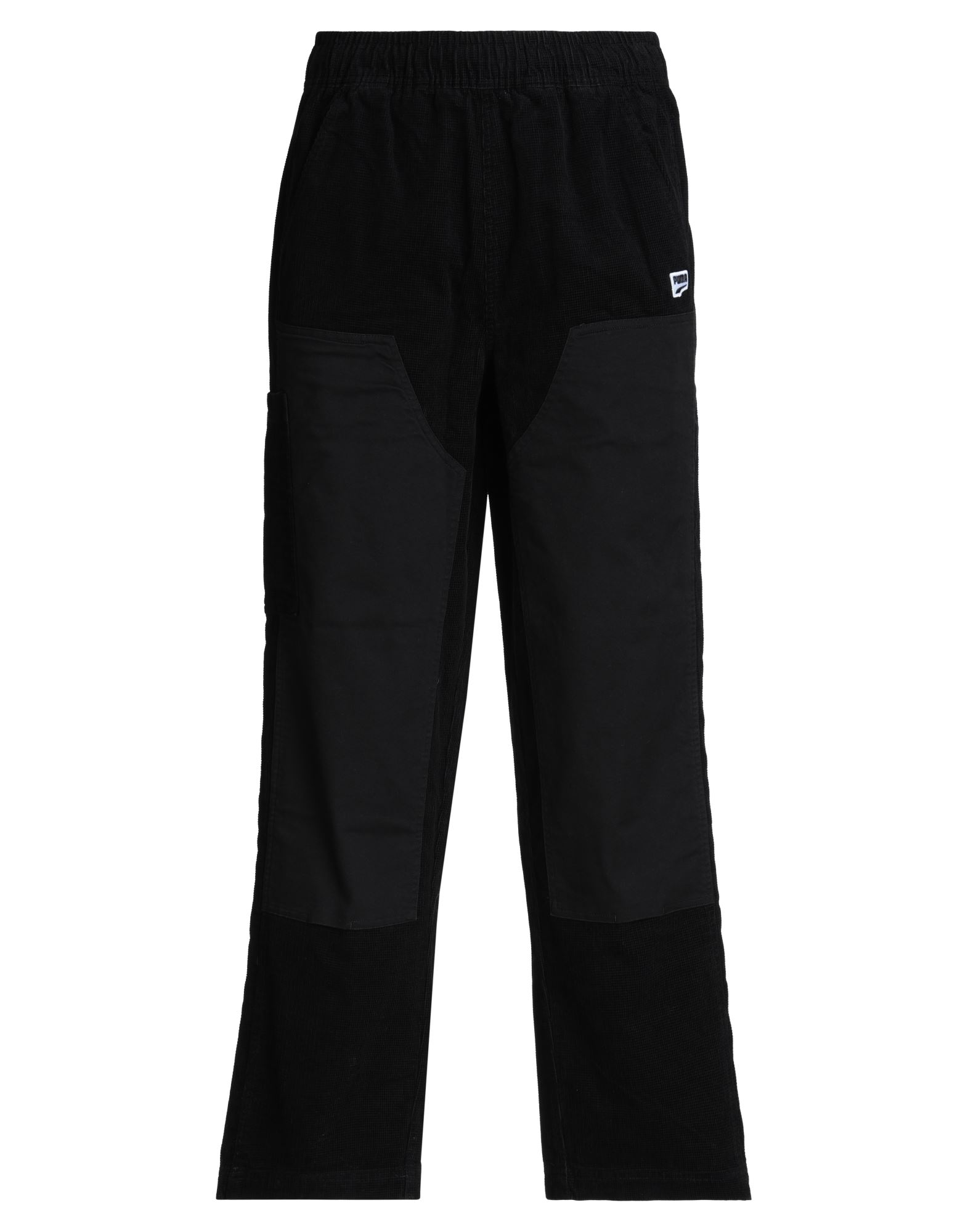 벨벳, 개버딘, 브랜드 로고, 솔리드 컬러, 하이 웨이스트, 엘라스틱 웨이스트, 스트레이트 레그, 컴포트 핏, 드로스트링, 멀티 포켓, lifestyle, 카고스타일 포켓. 이미지