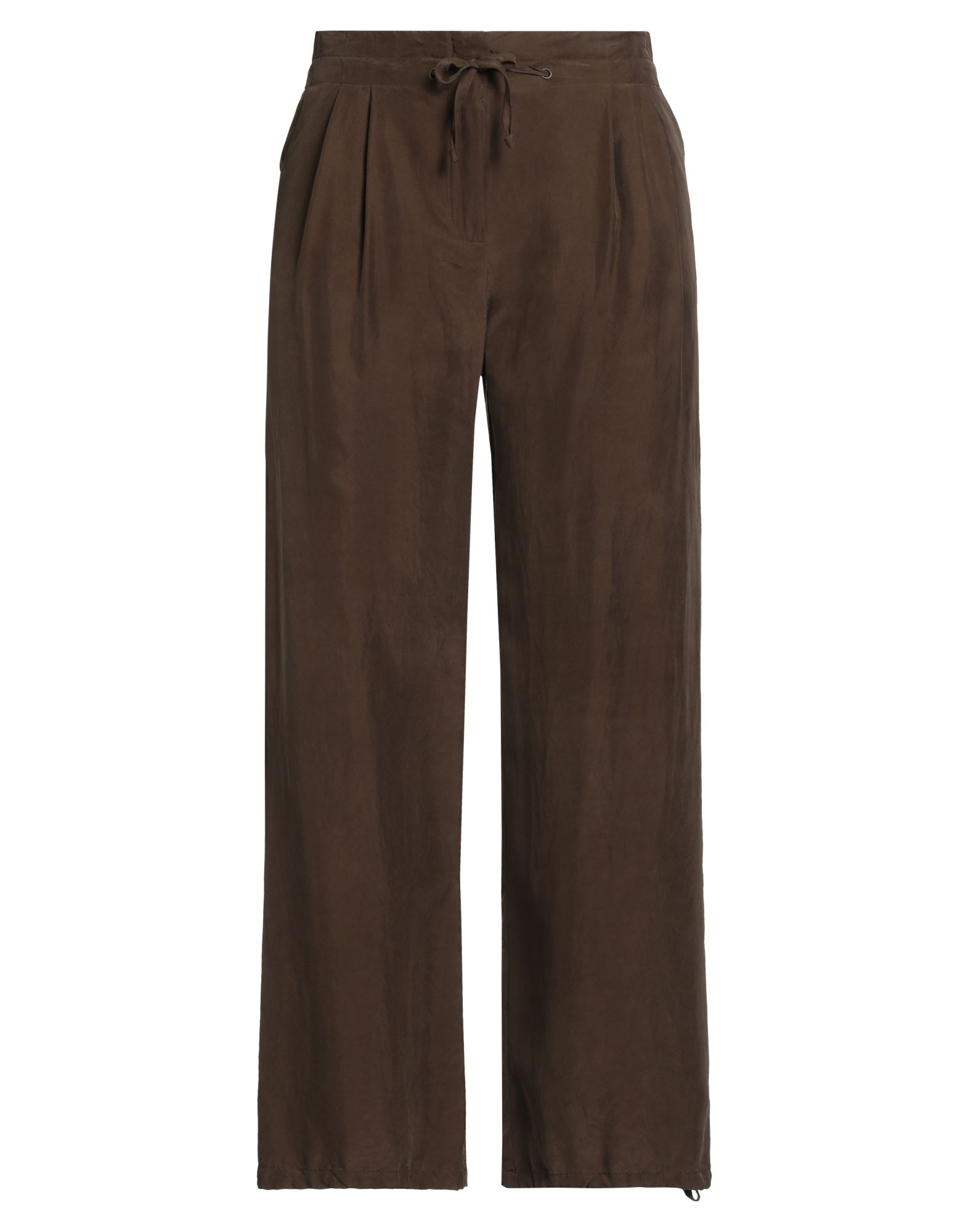 와이드 레그 팬츠, 크레이프, 솔리드 컬러, 다트, 하이 웨이스트, 드로스트링 웨이스트, 레귤러 핏, 지퍼 여밈, 스냅버튼 여밈, 드로스트링 헴라인, 슬릿 포켓, 손세탁 또는 드라이클리닝, 표백 금지, 건조기 사용불가. 이미지