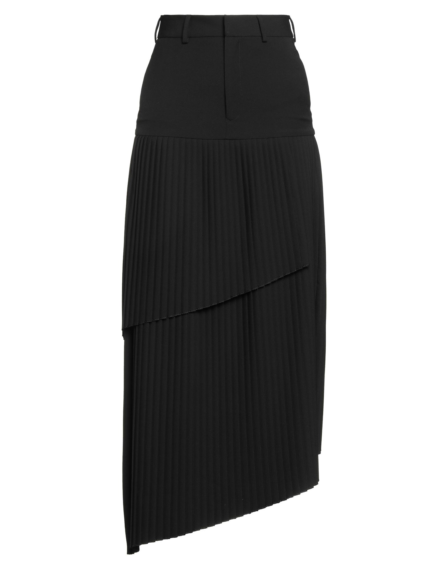 플리츠 스커트, 트윌, 솔리드 컬러, 주름 가공, 지퍼 여밈, 후크 여밈, 슬릿 포켓, 웰트 포켓, 스트레치, 물세탁 불가, 표백 금지, 건조기 사용불가. 이미지