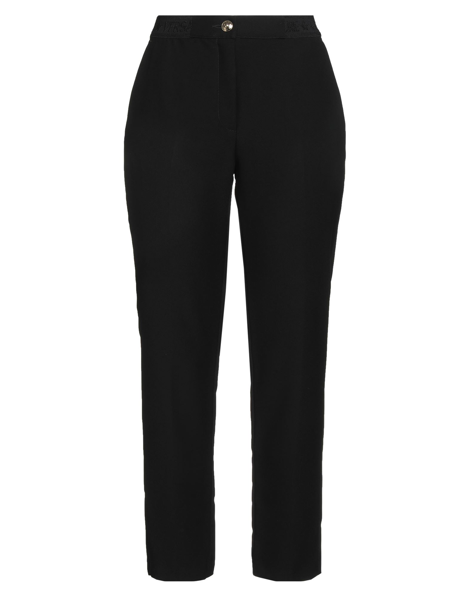 테이퍼드 팬츠, 크레이프, 투톤 패턴, 브랜드 로고, 하이 웨이스트, 레귤러 핏, 1 버튼, 지퍼 여밈, 슬릿 포켓, 손세탁 또는 드라이클리닝, 표백 금지, 건조기 사용불가, 이 브랜드는 사이즈가 작게 나옵니다. 이미지