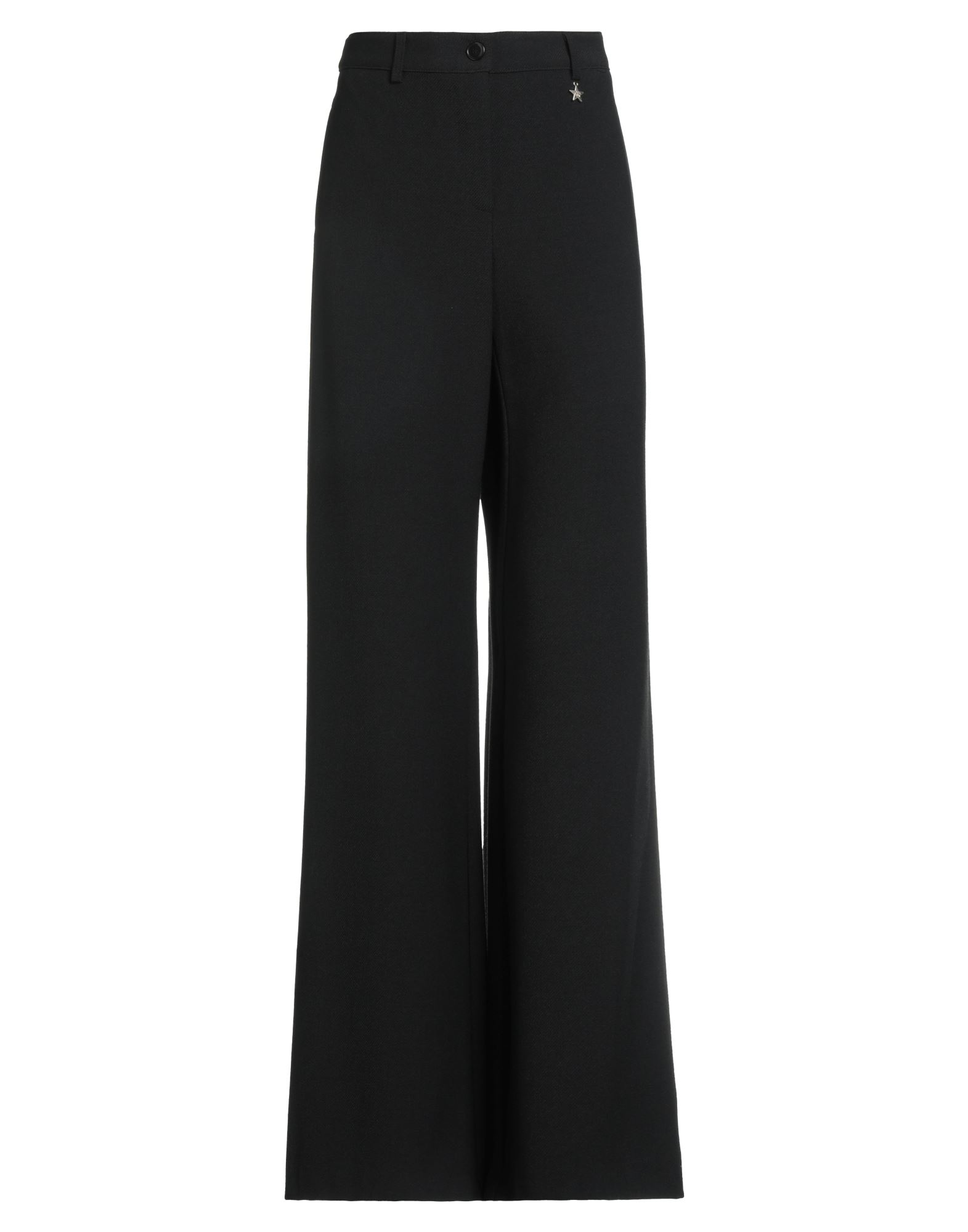 와이드 레그 팬츠, 플란넬, 솔리드 컬러, 브랜드 로고, 노멀 웨이스트, 벨트 루프, 레귤러 핏, 지퍼 여밈, 1 버튼, 슬릿 포켓, 스트레치, 드라이클리닝, 표백 금지, 건조기 사용불가. 이미지