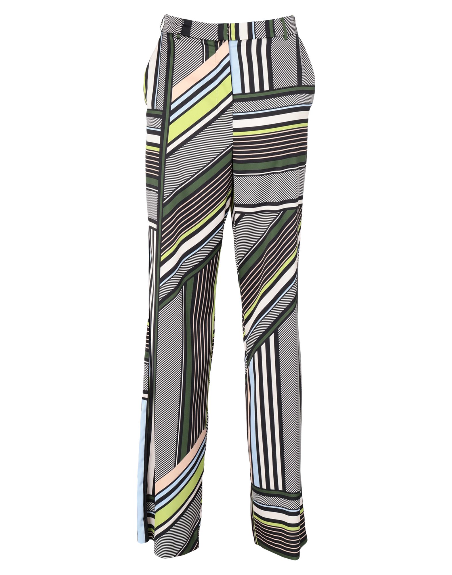 새틴, 장식 부착 없음, 스트라이프, 노멀 웨이스트, 레귤러 핏, 멀티 포켓, 스트레치, 이 브랜드는 사이즈가 작게 나옵니다, 스트레이트 레그 팬츠. 이미지