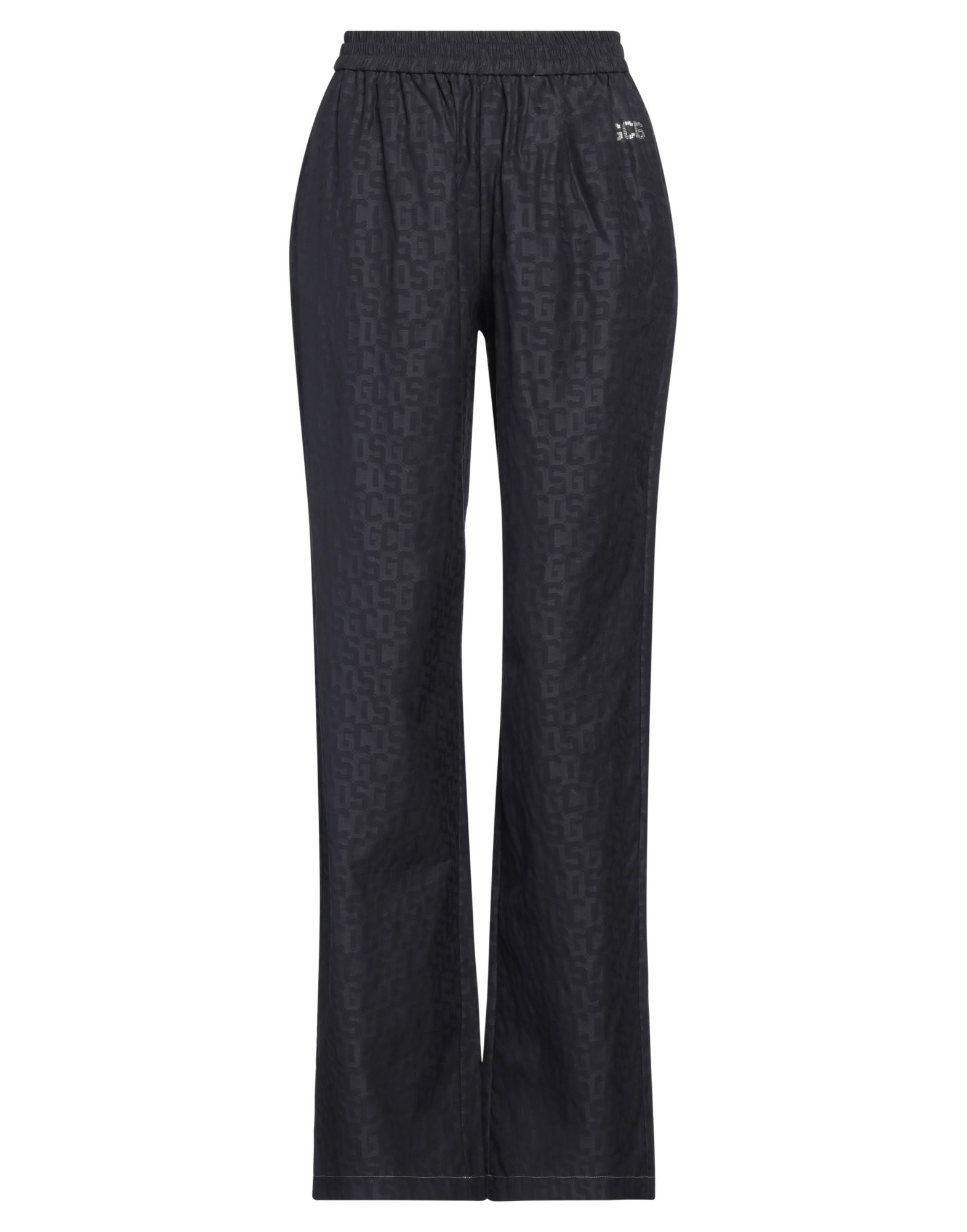 파자마 팬츠, 우븐, 자카드, 크리스탈, 로고 디자인, 하이 웨이스트, 엘라스틱 웨이스트라인, 컴포트 핏, 멀티 포켓, 세탁기로 세탁, 표백 금지, 건조기 사용불가. 이미지