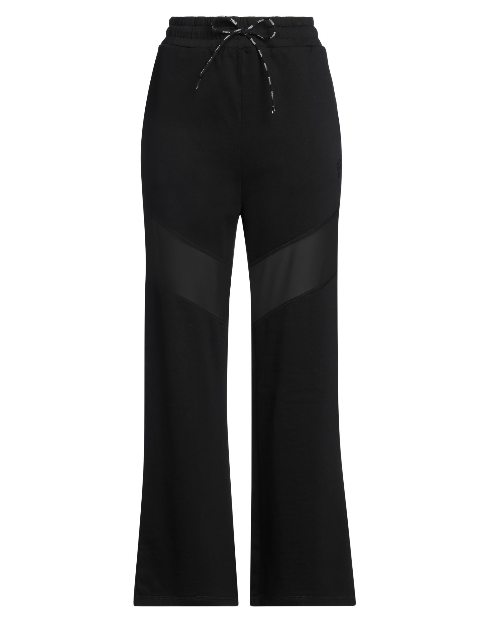 트랙 팬츠, 프렌치 테리, 튤, 장식 디테일 솔리드 컬러, 브랜드 로고, 크리스탈, 하이 웨이스트, 컴포트 핏, 드로스트링 여밈, 슬릿 포켓, 손세탁, 표백 금지, 건조기 사용불가, 운동이나 야외 활동에 적합한, 스타일과 편안함을 모두 갖춘 퍼포먼스 스포츠웨어. 이미지