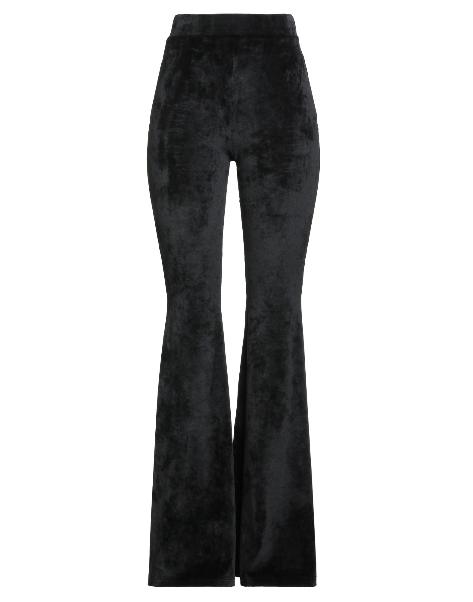 플레어 팬츠, 셔닐, 스트레치 패브릭, 장식 디테일 솔리드 컬러, 자수 로고 장식, 하이 웨이스트, 엘라스틱 웨이스트라인, 레귤러 핏, 손세탁, 표백 금지, 건조기 사용불가. 이미지