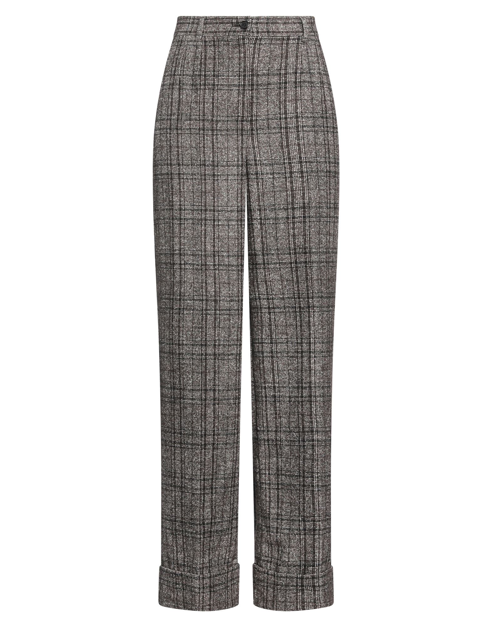 플란넬, 장식 부착 없음, 타탄체크, 하이 웨이스트, 벨트 루프, 레귤러 핏, 버튼 여밈, 지퍼 여밈, 폴디드 헴, 멀티 포켓, 드라이클리닝, 표백 금지, 건조기 사용불가, 와이드 레그 팬츠. 이미지