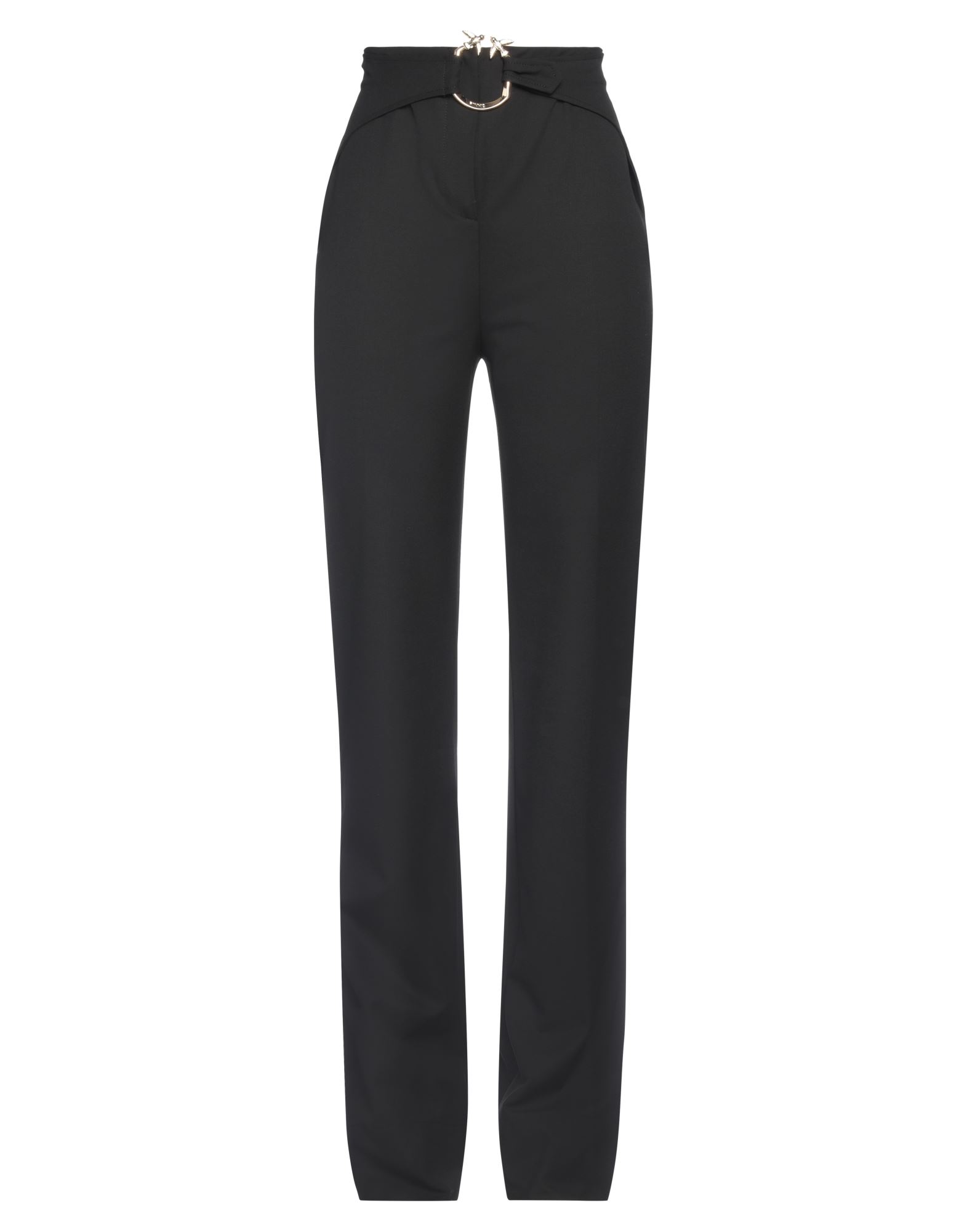 크레이프, 브랜드 로고, 장식 디테일 솔리드 컬러, 하이 웨이스트, 레귤러 핏, 후크 여밈, 지퍼 여밈, 포켓 없음, 스트레치, 손세탁 또는 드라이클리닝, 표백 금지, 건조기 사용불가, 스트레이트 레그 팬츠. 이미지