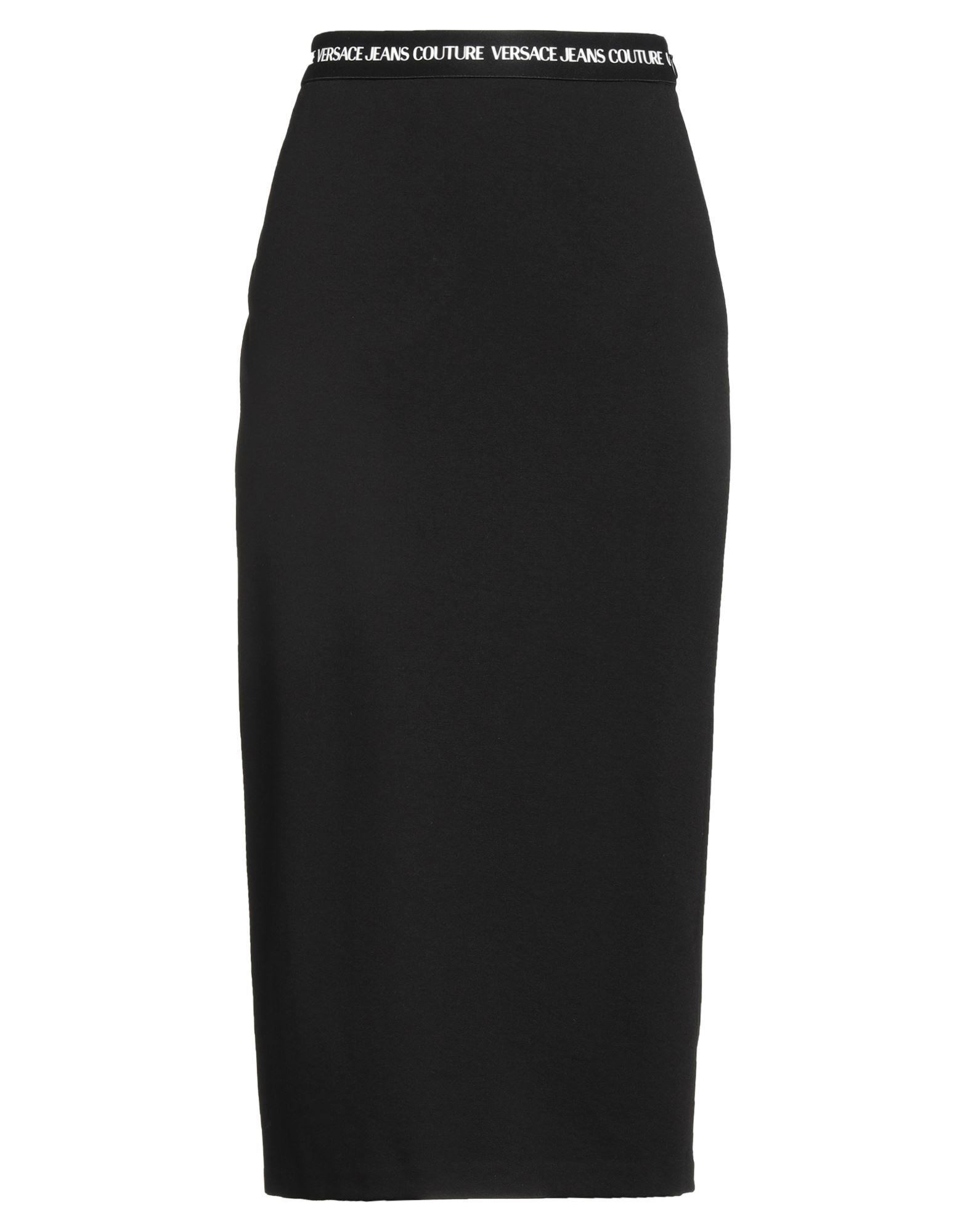 펜슬 스커트, 저지, 스트레치 패브릭, 솔리드 컬러, 브랜드 로고, 엘라스틱 웨이스트라인, 안감없음, 후크 여밈, 지퍼 여밈, 드라이클리닝, 표백 금지, 건조기 사용불가, 이 브랜드는 사이즈가 작게 나옵니다. 이미지