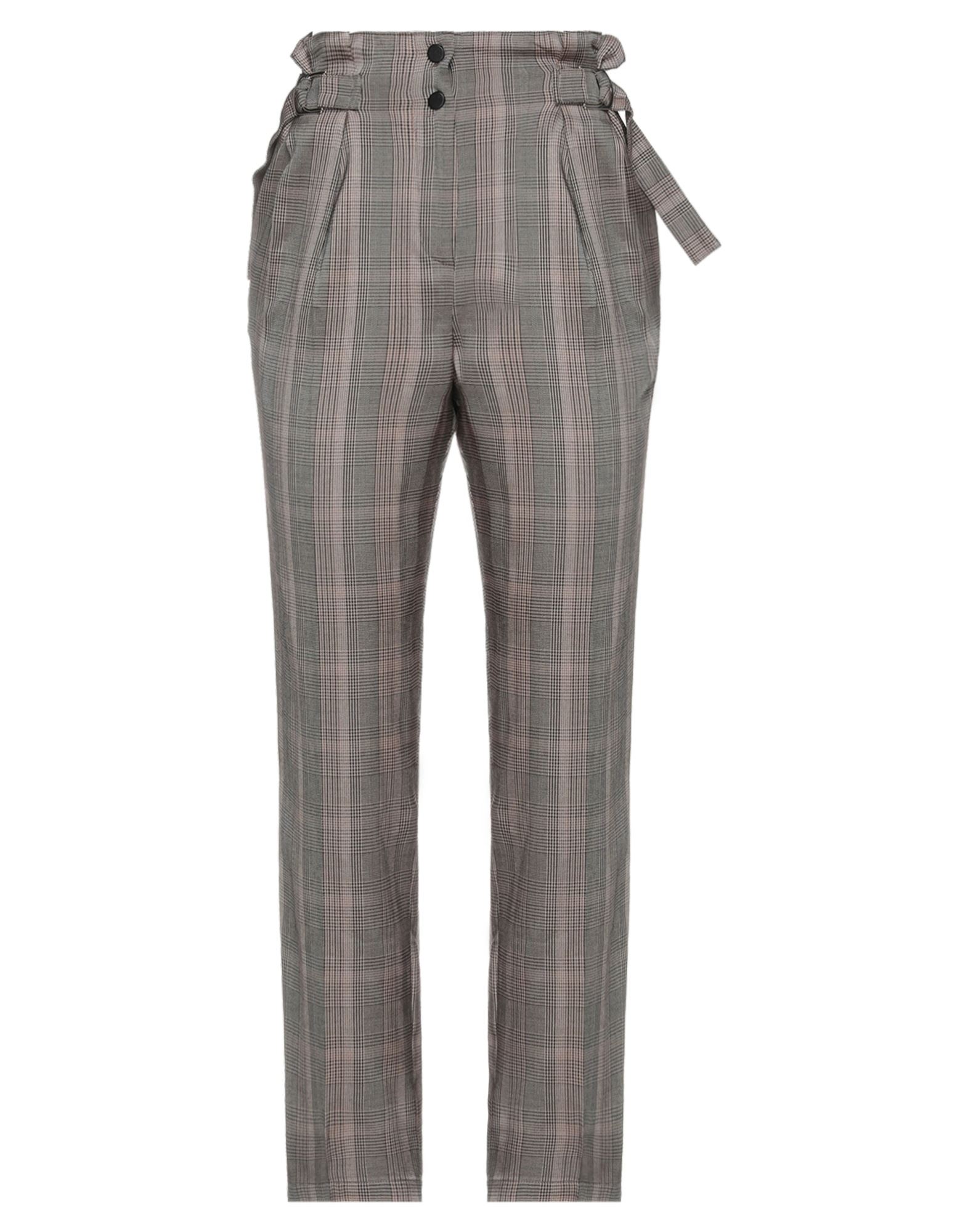 스트레이트 레그 팬츠, 우븐, 프린스 오브 웨일스, 스트랩, 하이 웨이스트, 레귤러 핏, 멀티 포켓. 이미지