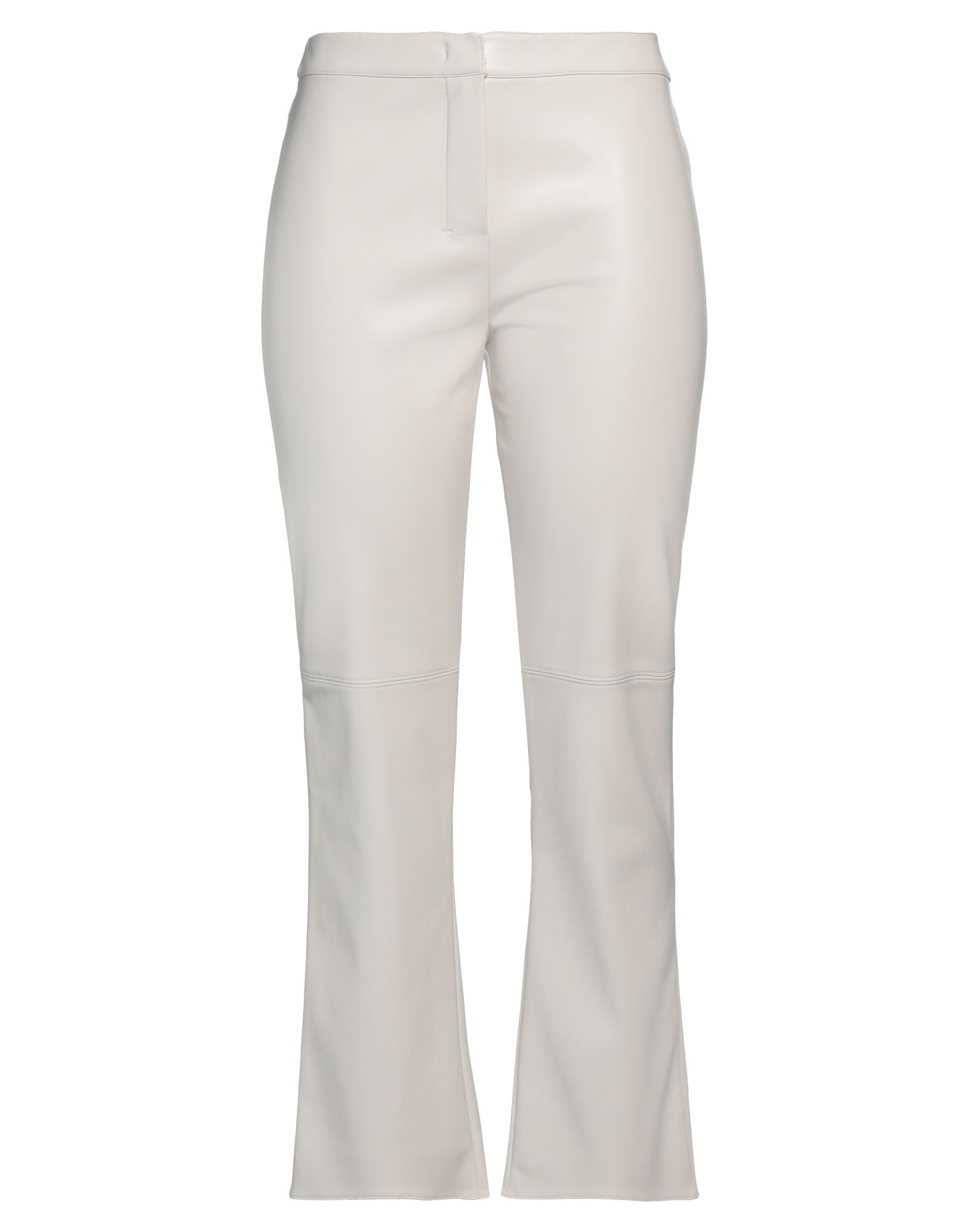 플레어 팬츠, 인조가죽, 솔리드 컬러, 장식 부착 없음, 레귤러 핏, 지퍼 여밈, 후크 여밈, 멀티 포켓, 손세탁 또는 드라이클리닝, 표백 금지, 건조기 사용불가, 다림질 금지. 이미지