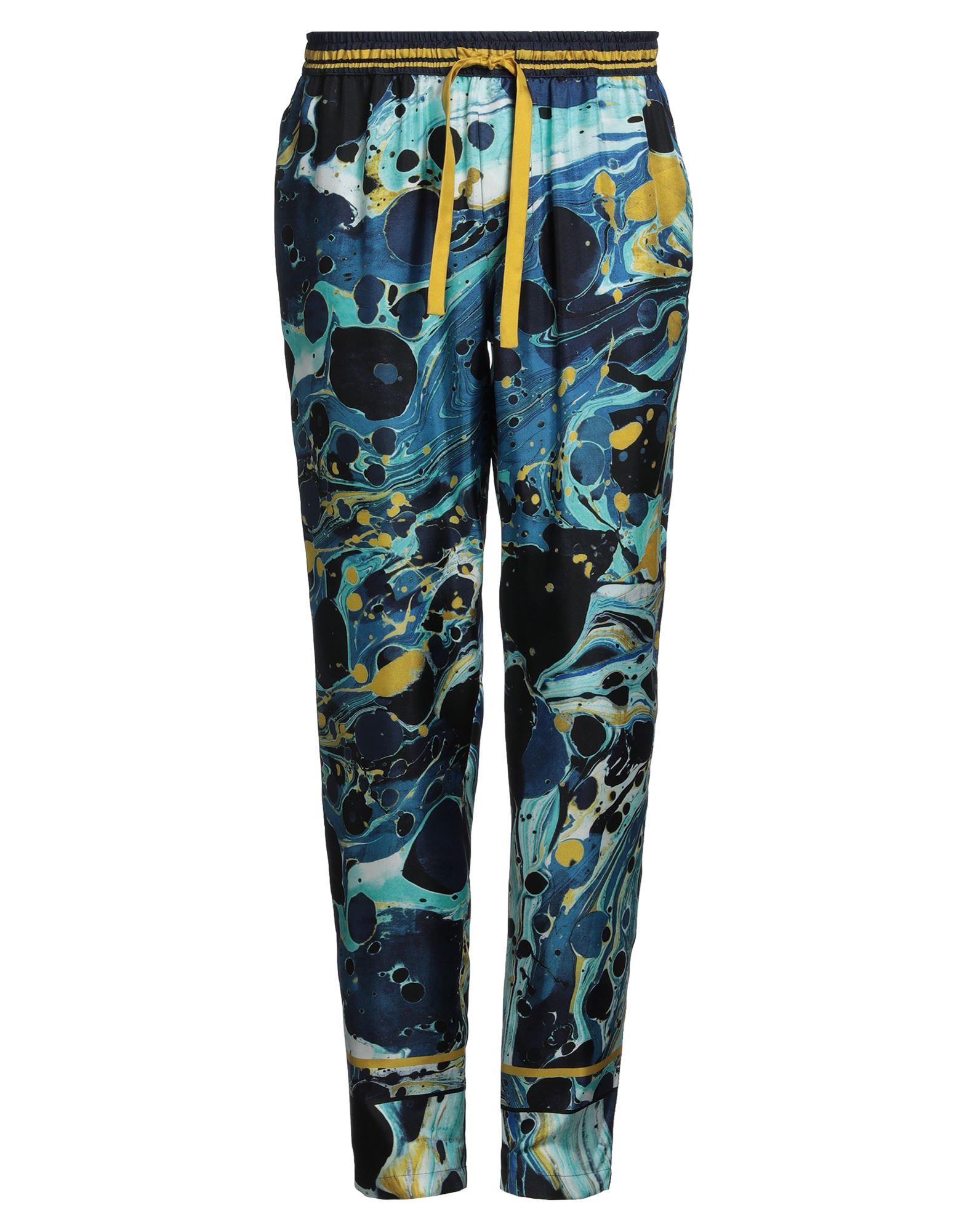 새틴, 브랜드 로고, 멀티컬러 패턴, 노멀 웨이스트, 테이퍼드 레그, 레귤러 핏, 멀티 포켓, 기타 바지. 이미지