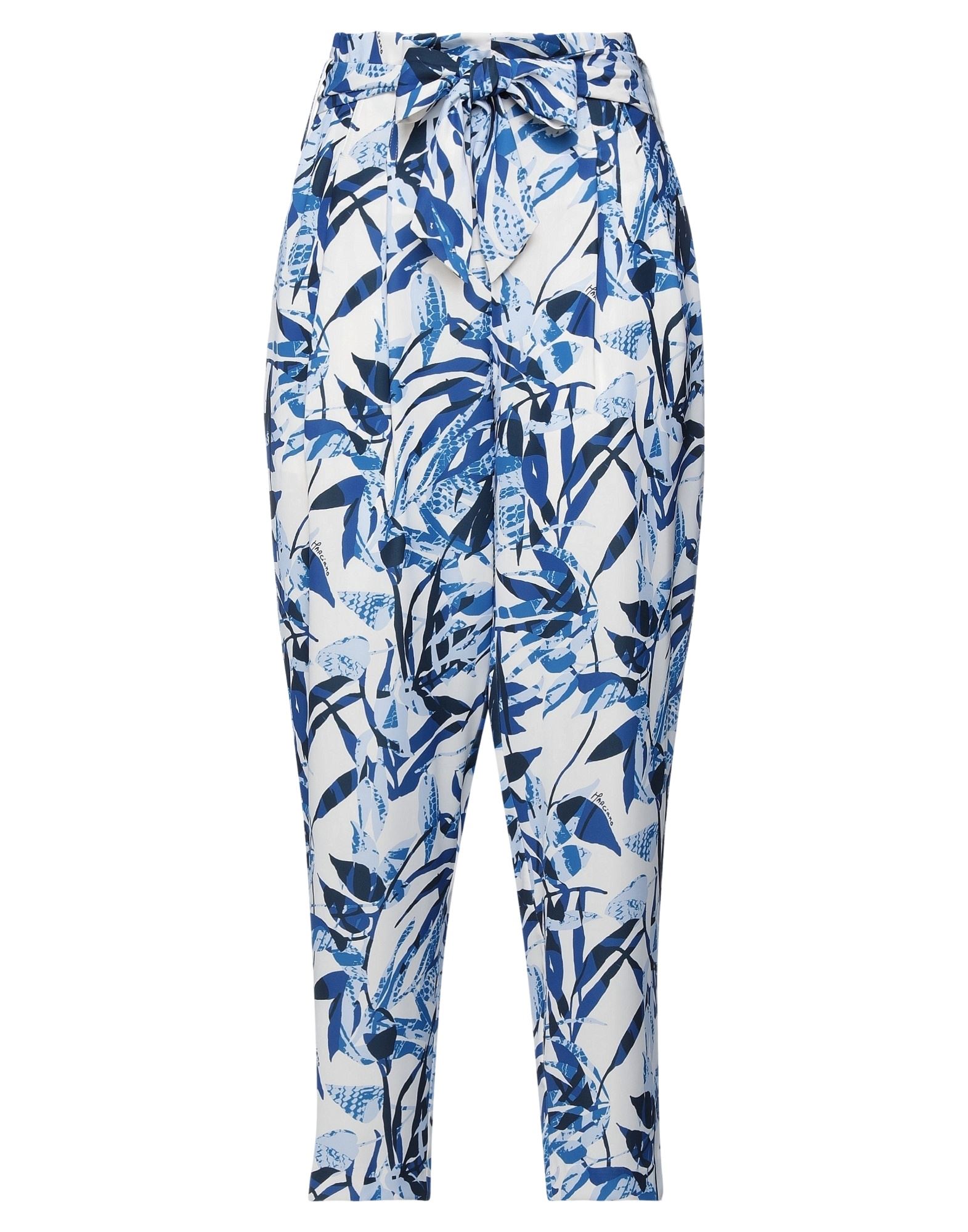 테이퍼드 팬츠, 우븐, 멀티컬러 패턴, 벨트, 하이 웨이스트, 레귤러 핏, 후크 여밈, 지퍼 여밈, 멀티 포켓. 이미지