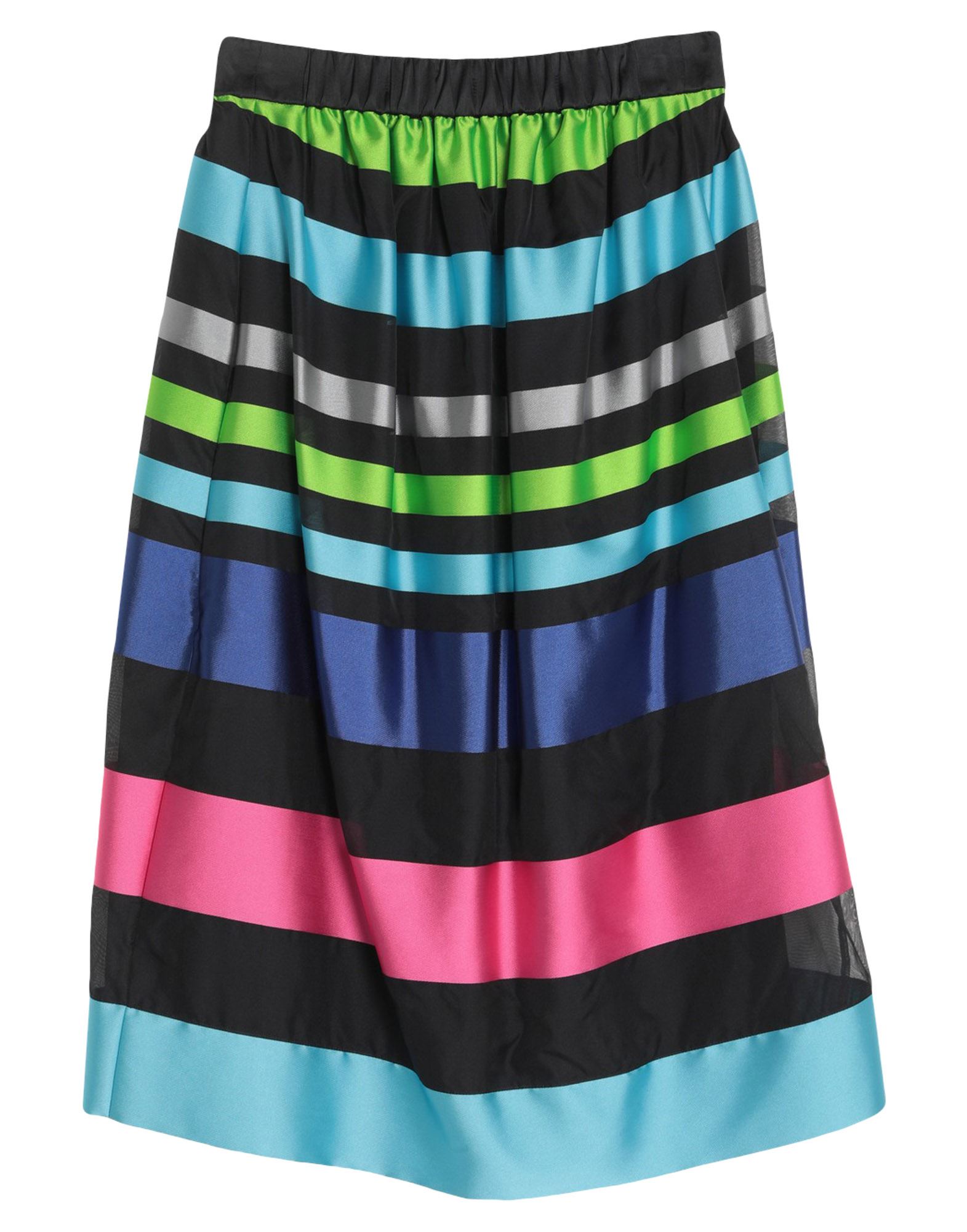 플레어 스커트, 새틴, 스트라이프, 장식 부착 없음, 노멀 웨이스트, 안감있음, 멀티 포켓. 이미지