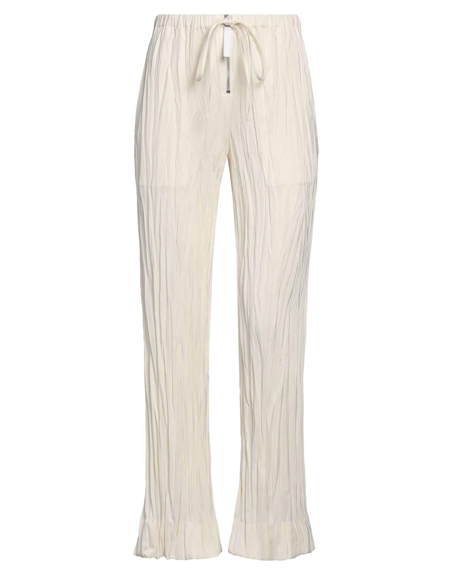 와이드 레그 팬츠, 새틴, 스트레치 패브릭, 솔리드 컬러, 장식 부착 없음, 노멀 웨이스트, 드로스트링 웨이스트, 컴포트 핏, 지퍼 여밈, 슬릿 포켓, 웰트 포켓, 드라이클리닝, 표백 금지, 건조기 사용불가, 다림질 금지. 이미지