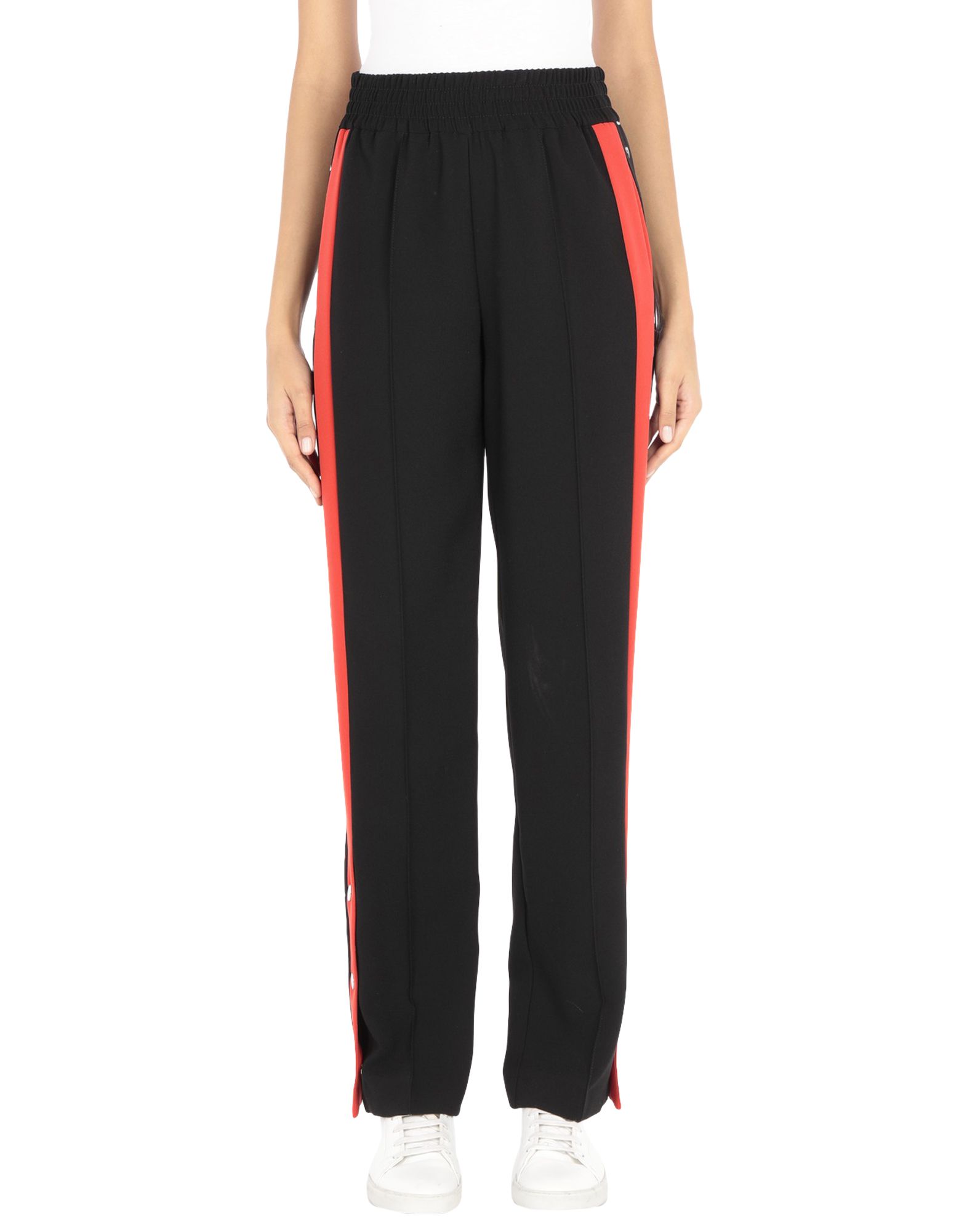 크레이프, 사이드 스트라이프, 솔리드 컬러, 하이 웨이스트, 레귤러 핏, 멀티 포켓, 테이퍼드 팬츠. 이미지