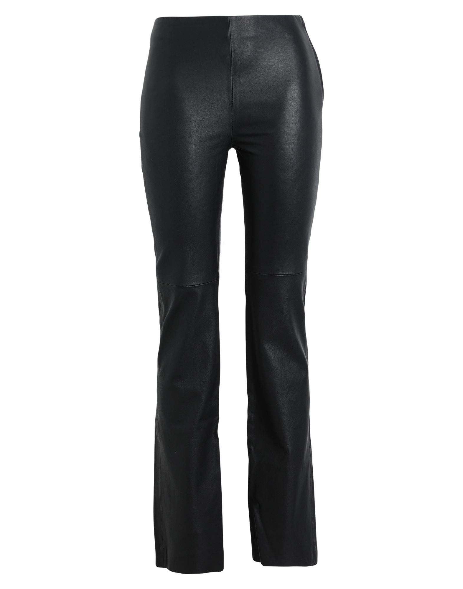 가죽, 장식 부착 없음, 솔리드 컬러, 노멀 웨이스트, 엘라스틱 웨이스트, 스트레이트 레그, 레귤러 핏, 지퍼 클로저, 멀티 포켓, 벨로즈 포켓, 동물성 비섬유 자재 함유, 기타 바지. 이미지