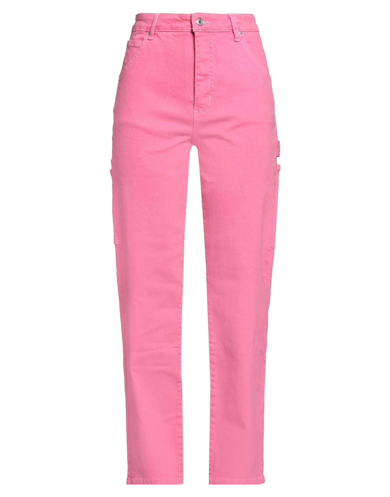 스트레이트 레그 진, 데님, 솔리드 컬러, 브랜드 로고, 컬러 워싱, 하이 웨이스트, 벨트 루프, 레귤러 핏, 1 버튼, 멀티 포켓, 세탁기로 세탁, 표백 금지, 건조기 사용불가. 이미지