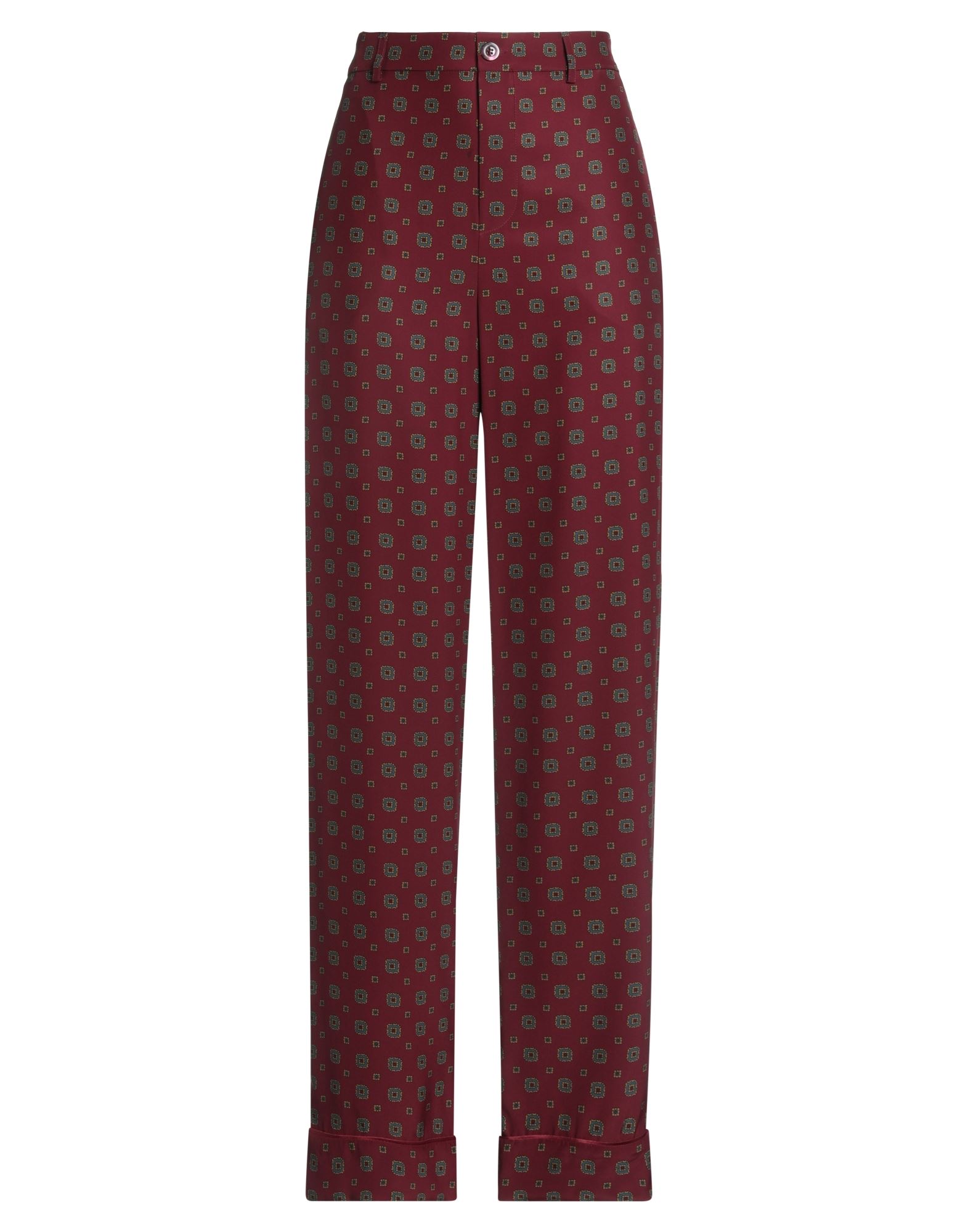 파자마 팬츠, 새틴, 멀티컬러 패턴, 장식 부착 없음, 하이 웨이스트, 컴포트 핏, 슬릿 포켓, 패치 포켓, 드라이클리닝, 표백 금지, 건조기 사용불가, 동물성 비섬유 자재 함유. 이미지