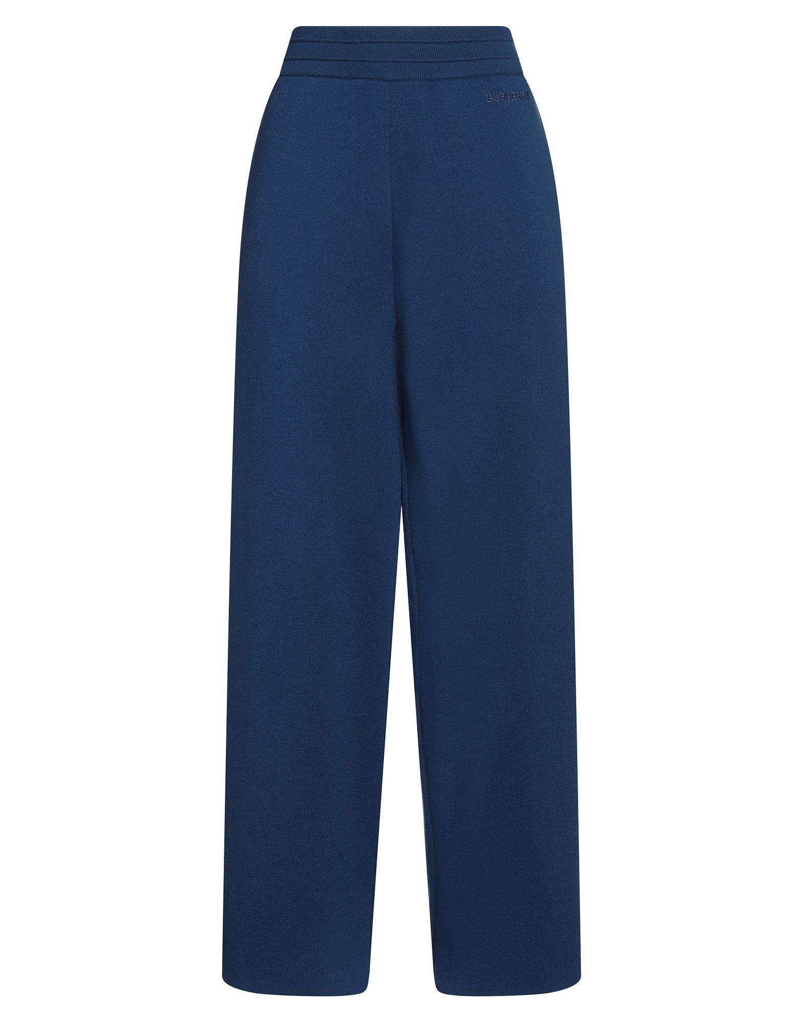 와이드 레그 팬츠, 니트 소재, 라이트웨이트 니트, 자수 로고 장식, 솔리드 컬러, 로우 크로치, 엘라스틱 웨이스트라인, 레귤러 핏, 벨로즈 포켓, 드라이클리닝, 표백 금지, 건조기 사용불가. 이미지