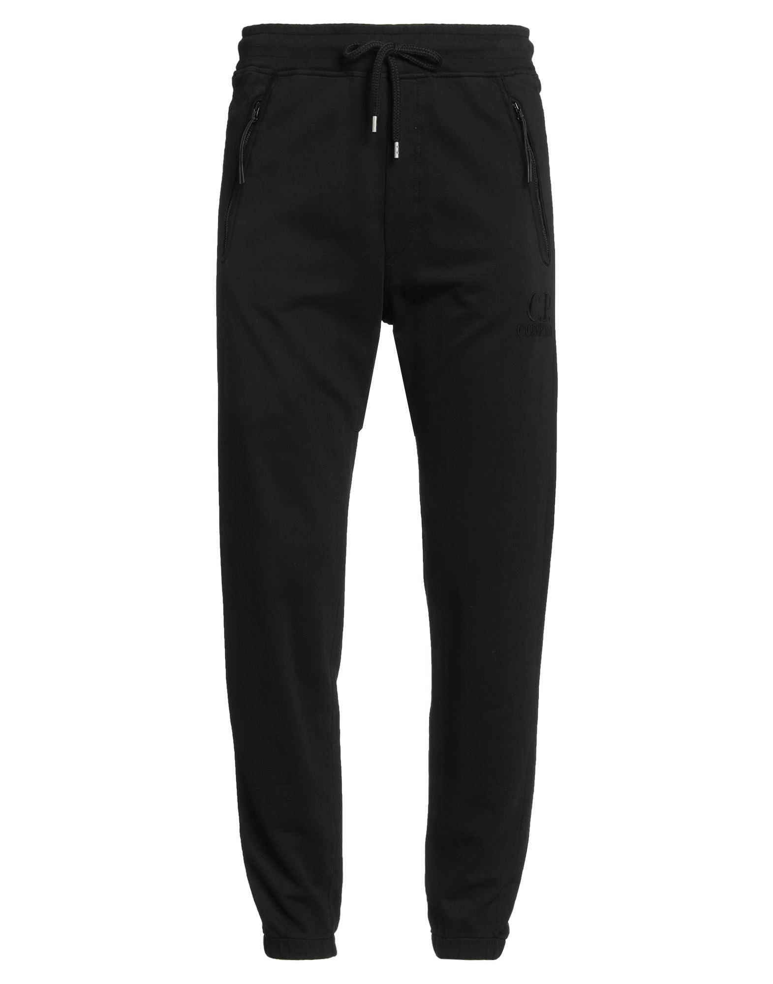 트랙 팬츠, 프렌치 테리, 솔리드 컬러, 자수 로고 장식, 노멀 웨이스트, 레귤러 핏, 드로스트링 여밈, 지퍼 포켓, 세탁기로 세탁, 표백 금지, 건조기 사용불가. 이미지