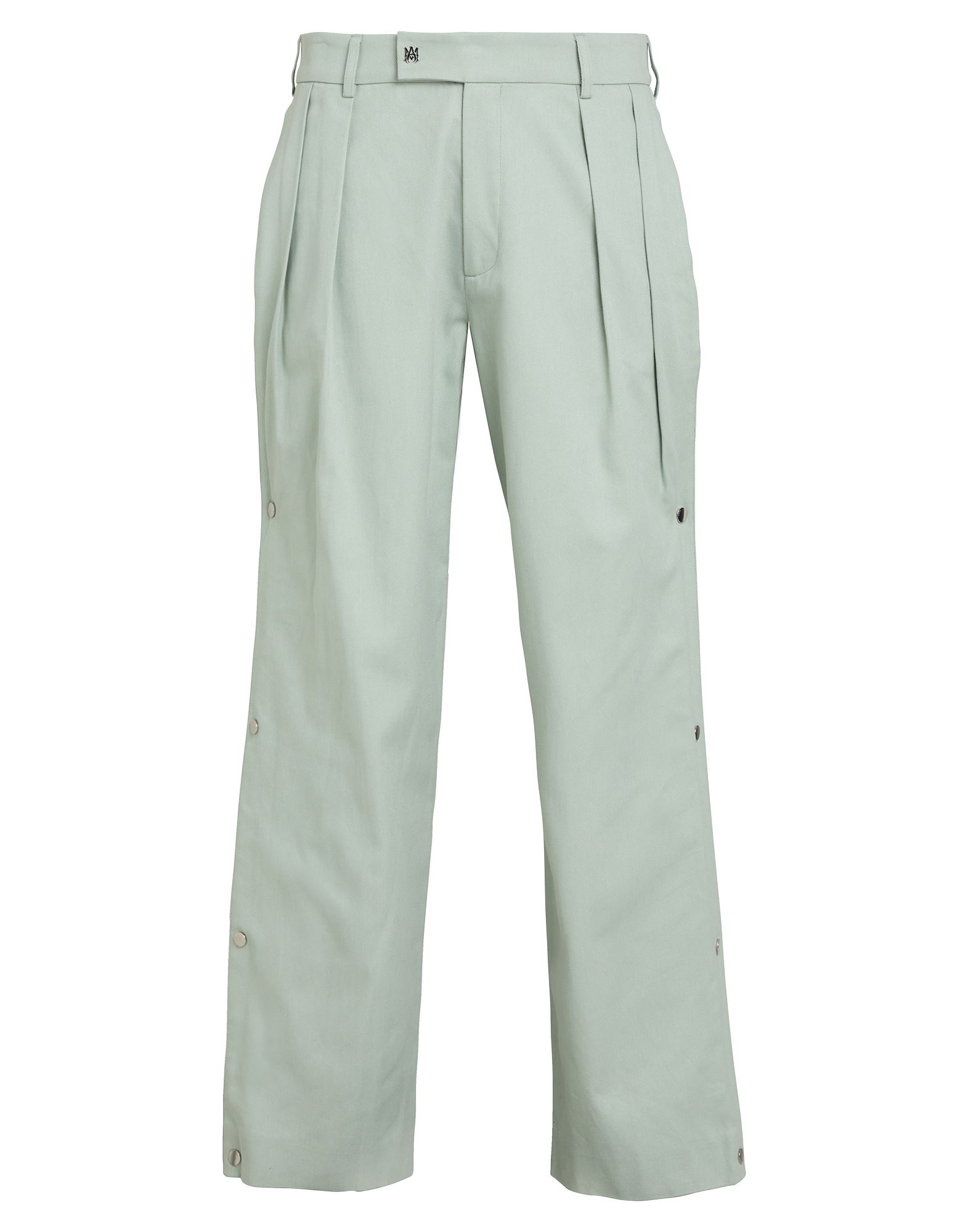 개버딘, 브랜드 로고, 솔리드 컬러, 하이 웨이스트, 스트레이트 레그, 레귤러 핏, 스냅버튼 여밈, 지퍼 여밈, 멀티 포켓, 드라이클리닝, 표백 금지, 건조기 사용불가, 캐주얼 팬츠. 이미지