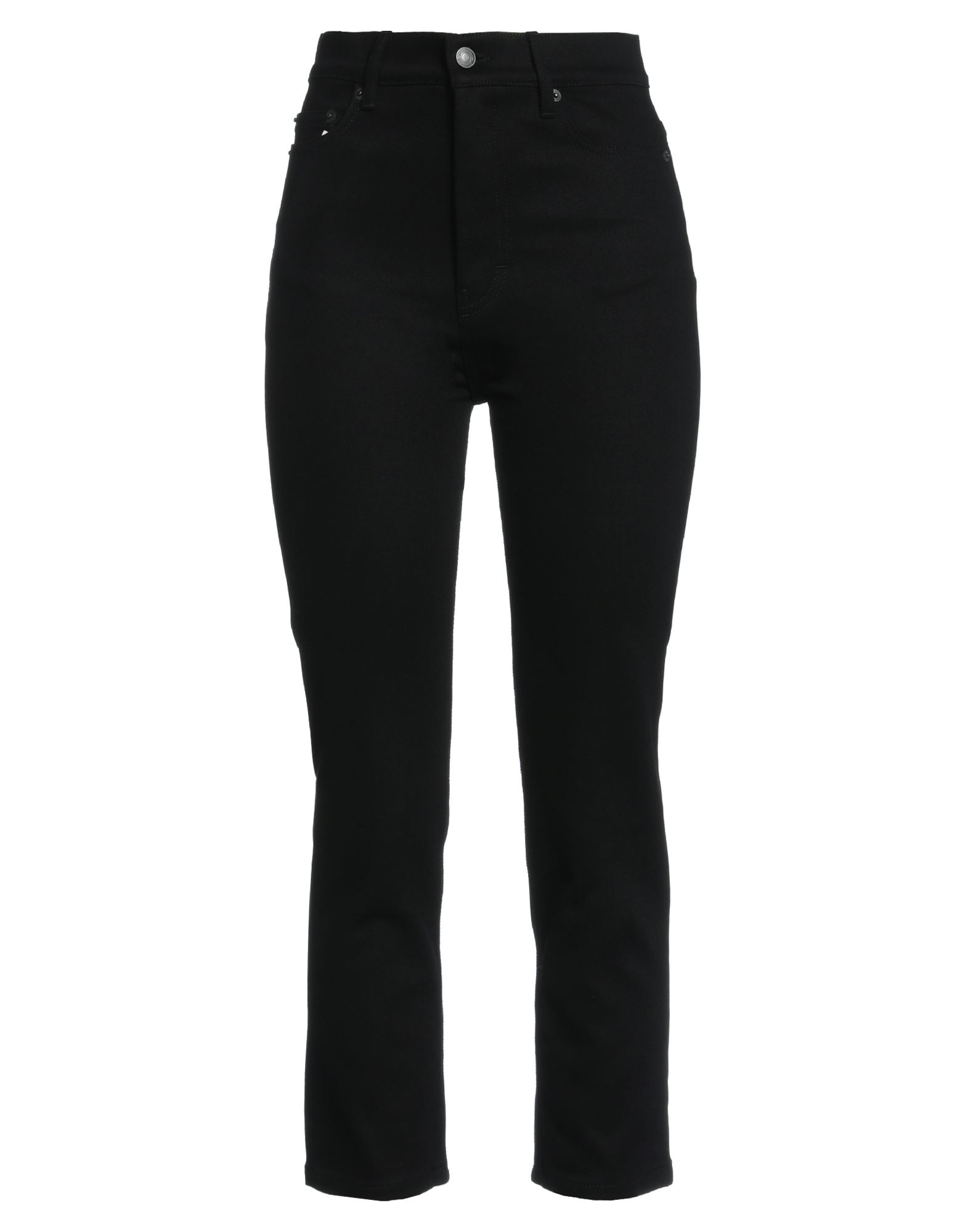 데님, 브랜드 로고, 솔리드 컬러, 컬러 워싱, 하이 웨이스트, 벨트 루프, 스트레이트 레그, 레귤러 핏, 1 버튼, 지퍼 클로저, 포켓 5개, 스트레이트 레그 스타일. 이미지