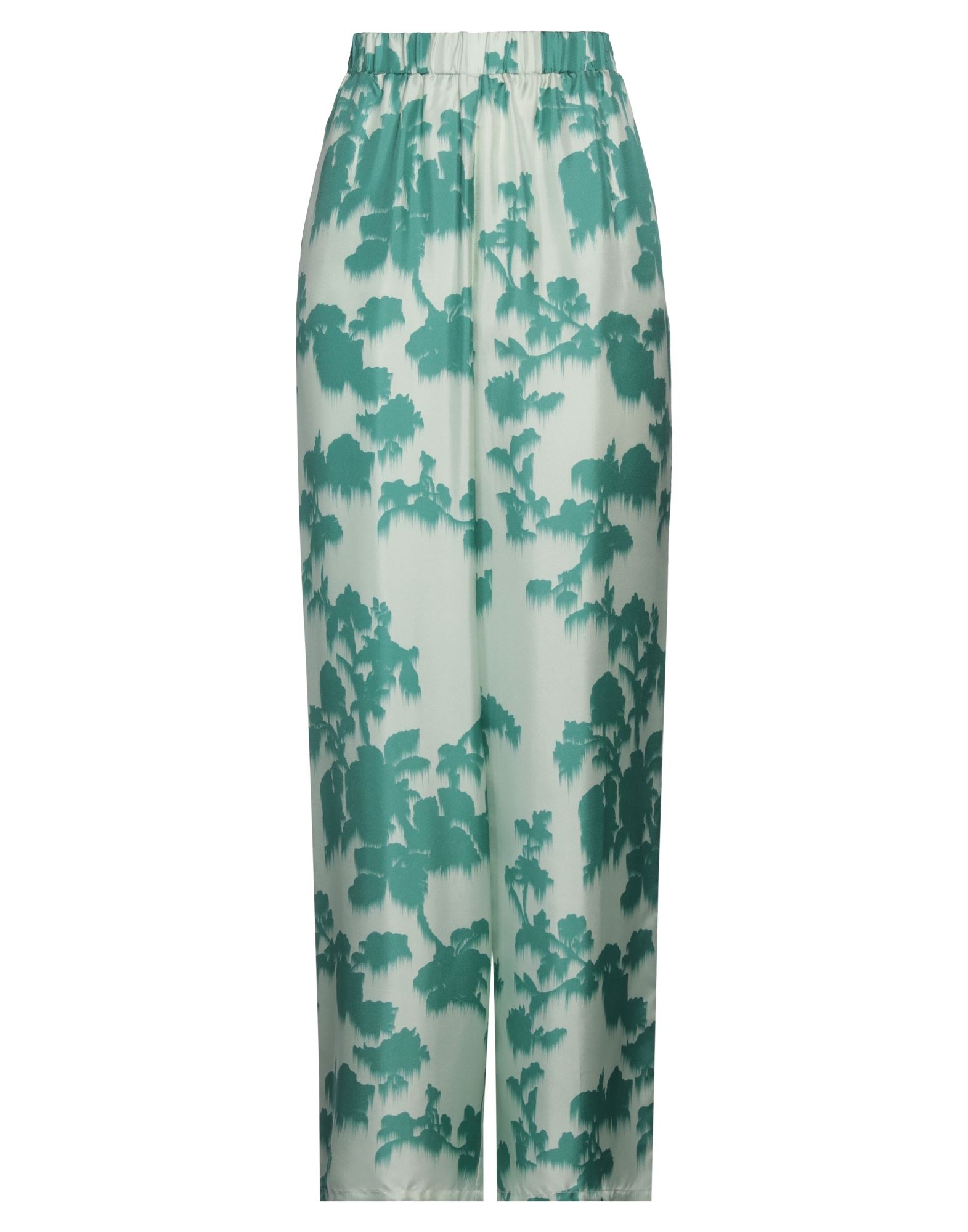 트윌, 장식 부착 없음, 플로럴 모티브, 하이 웨이스트, 엘라스틱 웨이스트, 스트레이트 레그, 레귤러 핏, 멀티 포켓, 기타 바지. 이미지