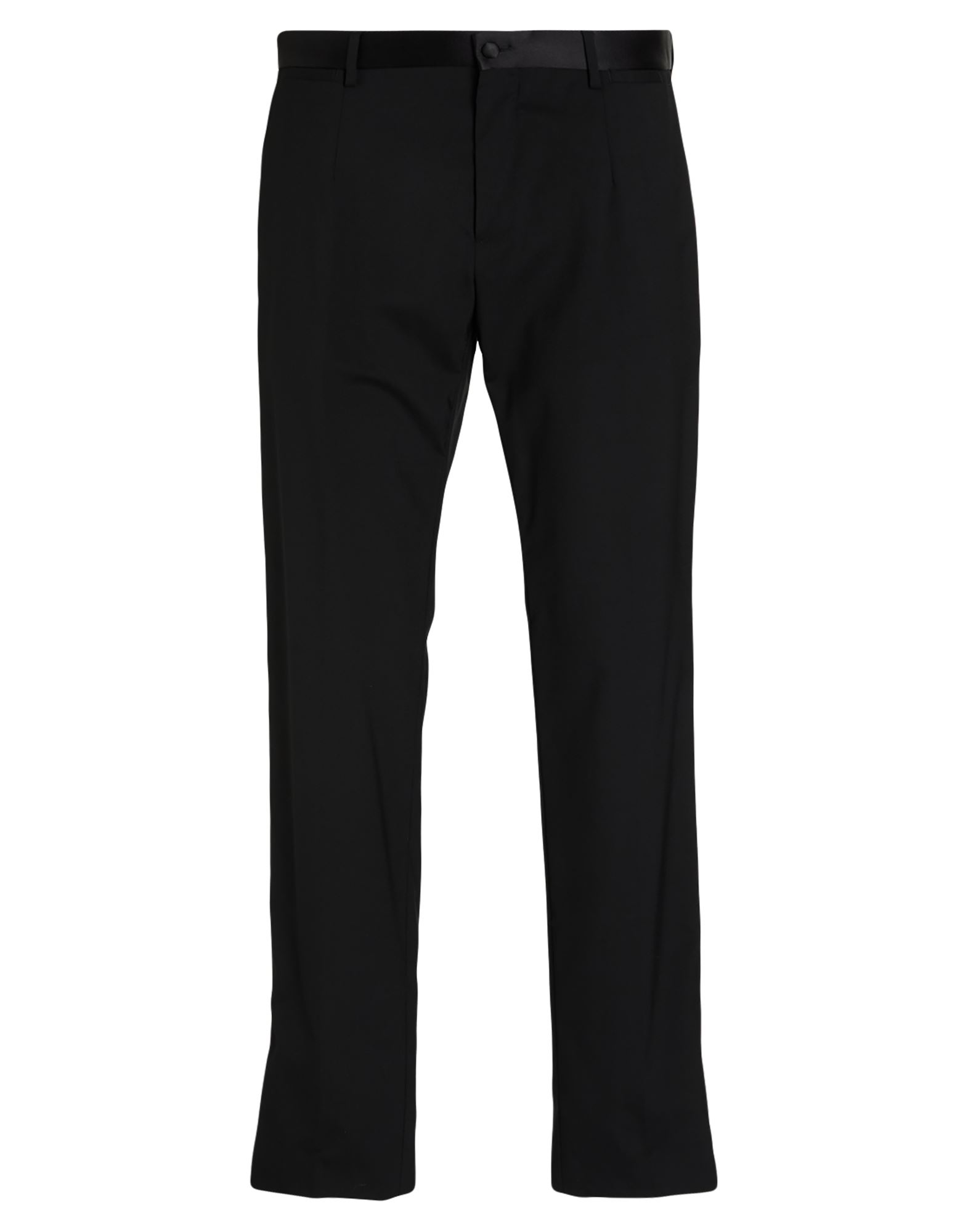 테일러드 팬츠, 우븐, 새틴, 솔리드 컬러, 장식 부착 없음, 노멀 웨이스트, 테이퍼드 레그, 레귤러 핏, 지퍼 여밈, 1 버튼, 멀티 포켓, 물세탁 불가, 표백 금지, 건조기 사용불가, 오피스 룩이나 특별한 날에 적합한 품격 있는 포멀 스타일. 이미지