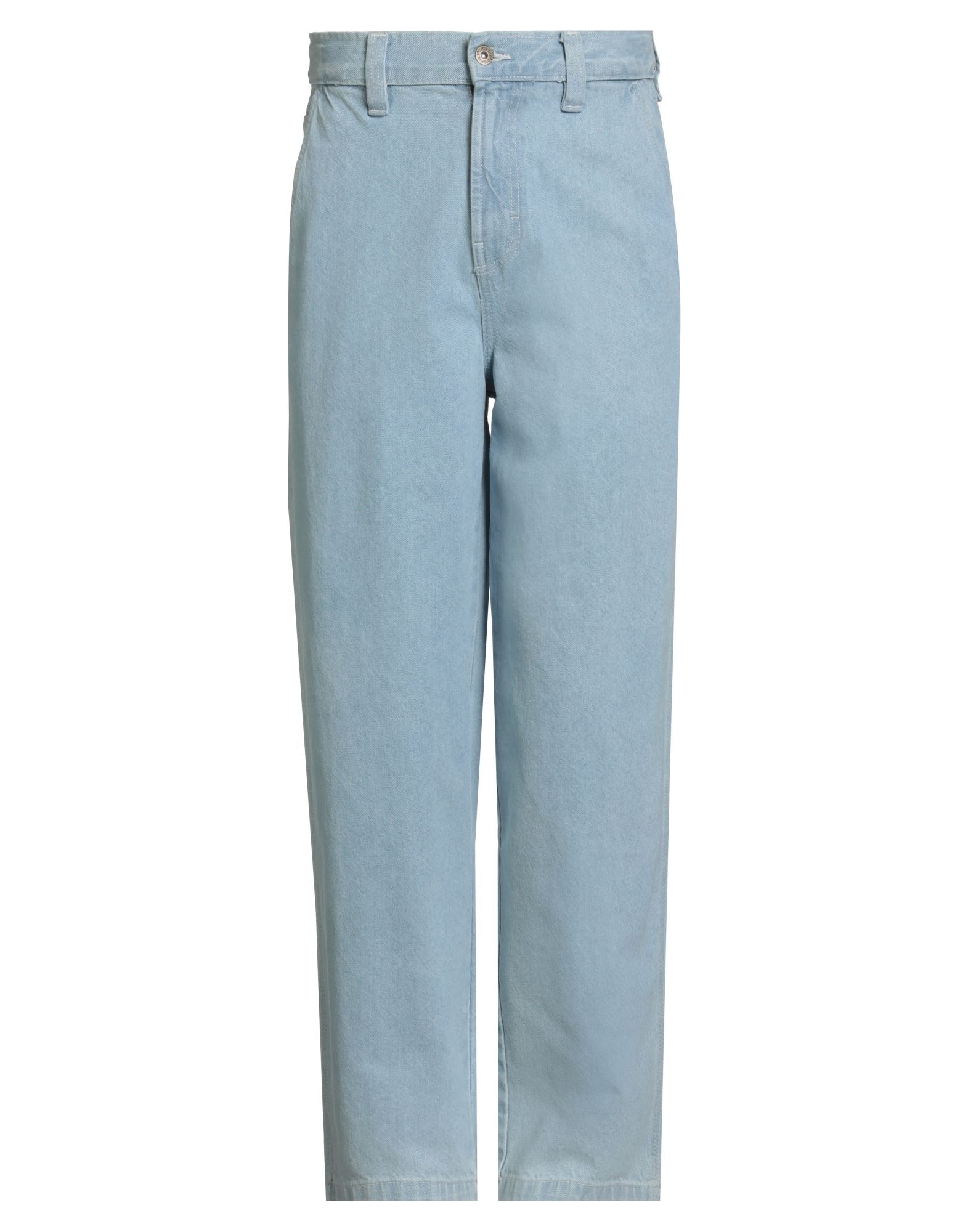 배기 진, 데님, 솔리드 컬러, 브랜드 로고, 라이트 워싱, 하이 웨이스트, 벨트 루프, 레귤러 핏, 지퍼 여밈, 1 버튼, 멀티 포켓, 세탁기로 세탁, 표백 금지, 건조기 사용불가. 이미지