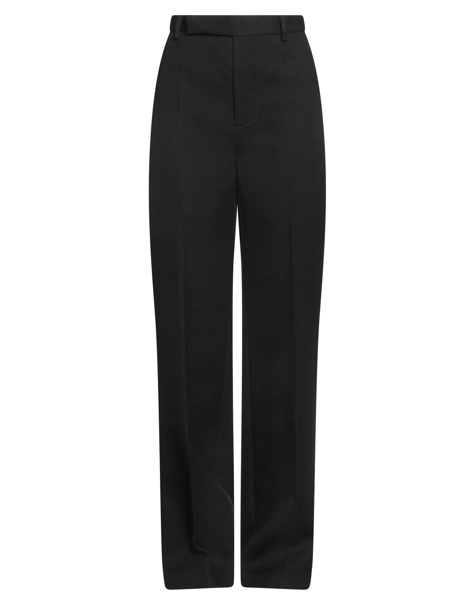 와이드 레그 팬츠, 트윌, 솔리드 컬러, 장식 부착 없음, 하이 웨이스트, 벨트 루프, 레귤러 핏, 후크 여밈, 버튼 여밈, 슬릿 포켓, 드라이클리닝, 표백 금지, 건조기 사용불가, 편안함과 우아함이 결합된 격식을 갖춘 세련된 포멀 오피스 룩. 이미지