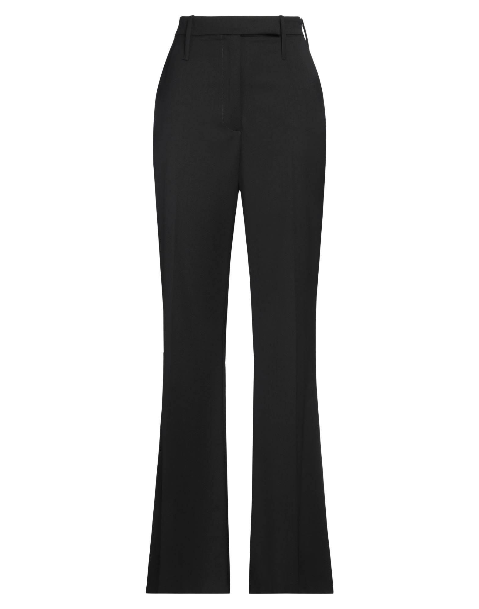 플레어 팬츠, 트윌, 장식 부착 없음, 솔리드 컬러, 하이 웨이스트, 벨트 루프, 레귤러 핏, 후크 여밈, 멀티 포켓, 스트레치, 드라이클리닝, 표백 금지, 건조기 사용불가. 이미지