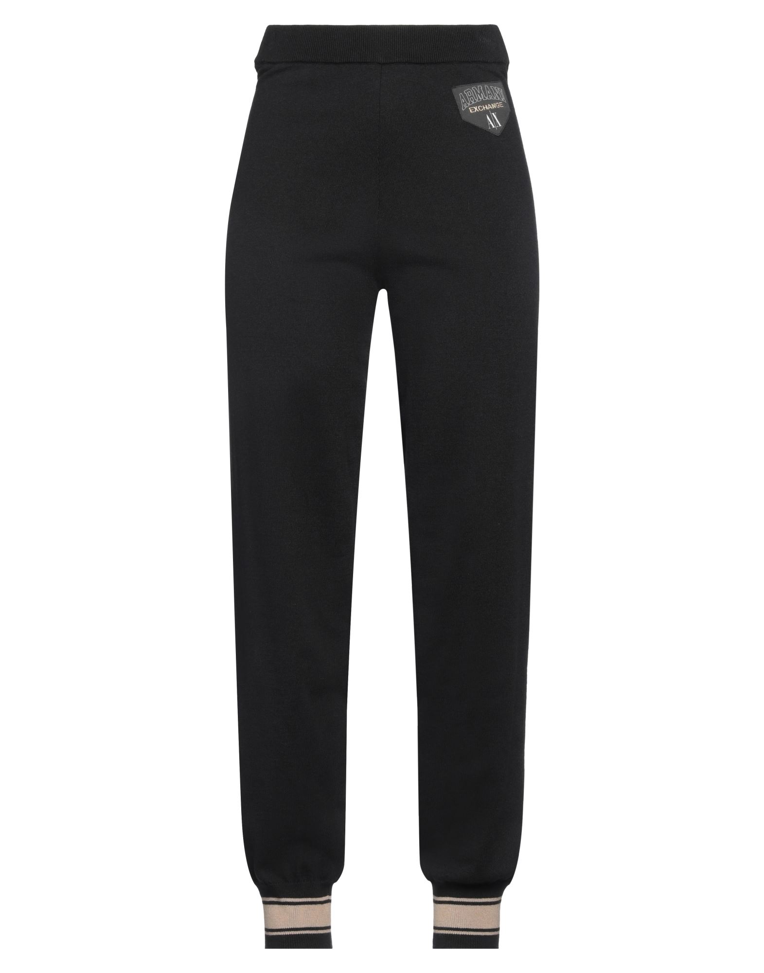 테이퍼드 팬츠, 니트 소재, 라이트웨이트 니트, 솔리드 컬러, 브랜드 로고, 하이 웨이스트, 엘라스틱 웨이스트라인, 스키니, 손세탁, 표백 금지, 건조기 사용불가. 이미지