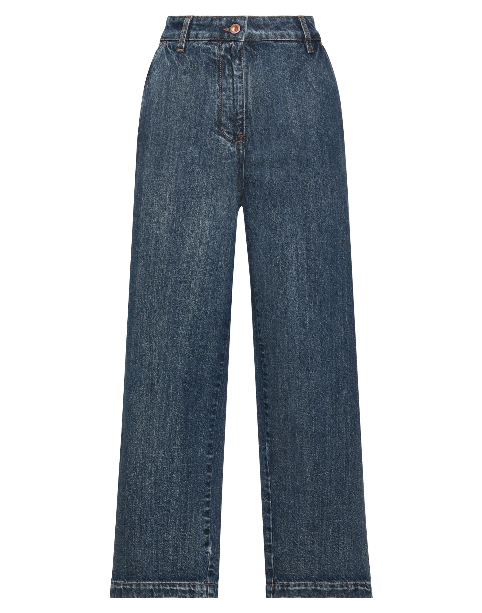 와이드 레그 진, 데님, 솔리드 컬러, 브랜드 로고, 가죽 인서트, 다크 워싱, 하이 웨이스트, 컴포트 핏, 지퍼 여밈, 1 버튼, 멀티 포켓, 세탁기로 세탁, 표백 금지, 건조기 사용가능, 동물성 비섬유 자재 함유. 이미지