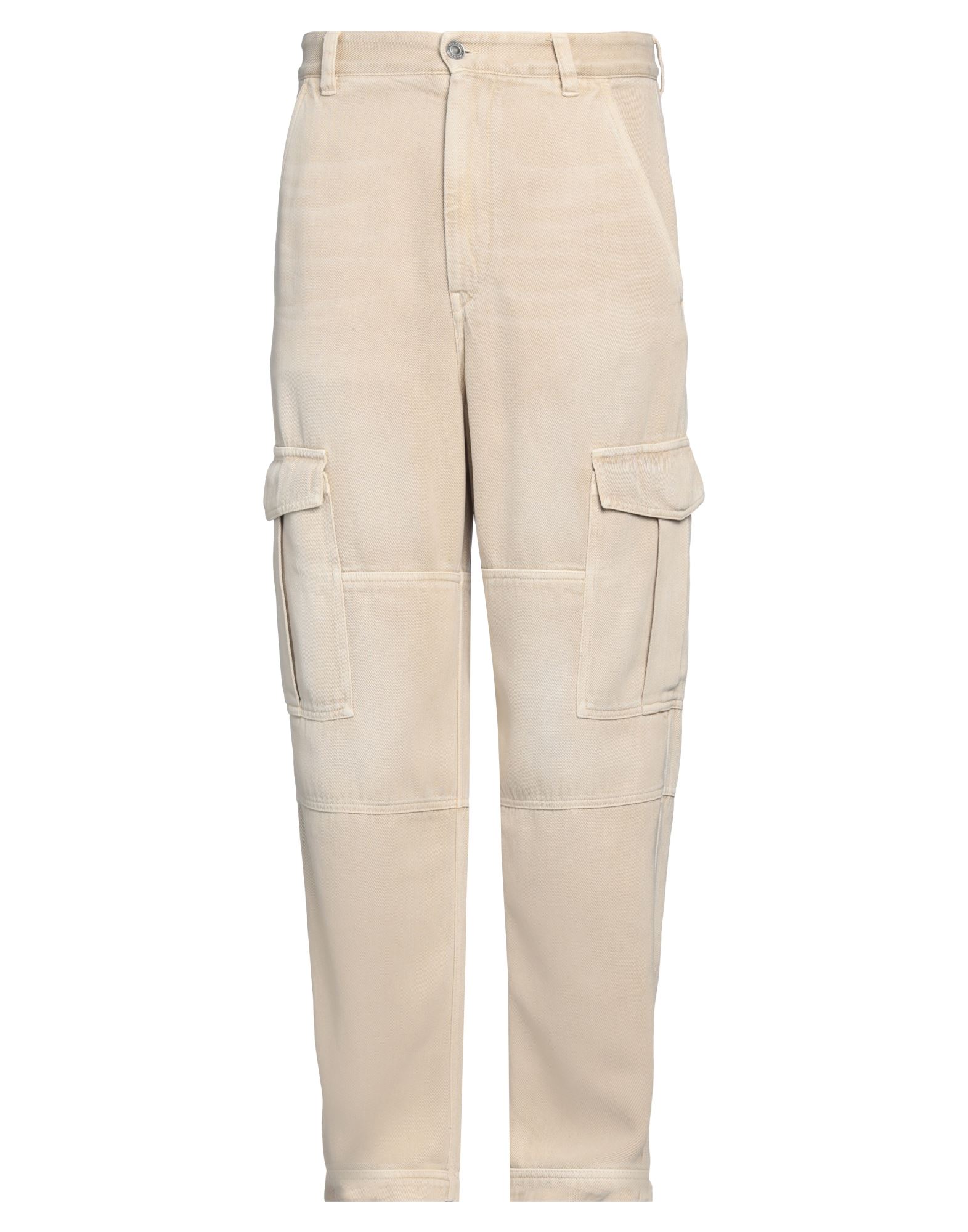 데님, 바랜 효과, 브랜드 로고, 솔리드 컬러, 컬러 워싱, 하이 웨이스트, 벨트 루프, 레귤러 핏, 안감없음, 버튼 여밈, 1 버튼, 멀티 포켓, 세탁기 세탁 또는 드라이클리닝, 표백 금지, 건조기 사용불가, 데님 카고 팬츠. 이미지