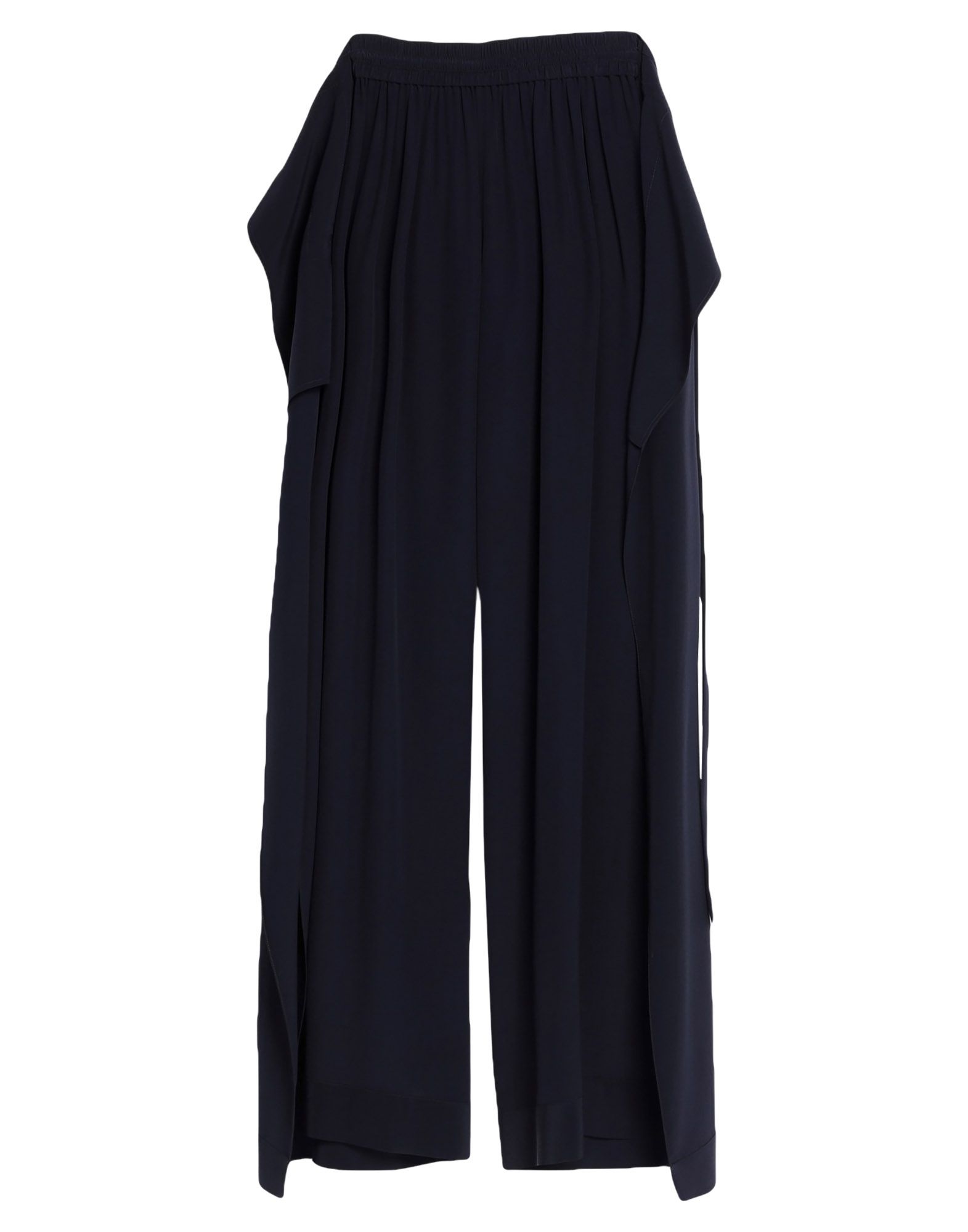 크레이프, 장식 부착 없음, 솔리드 컬러, 노멀 웨이스트, 컴포트 핏, 멀티 포켓, 이 브랜드는 사이즈가 크게 나옵니다, 와이드 레그 팬츠. 이미지