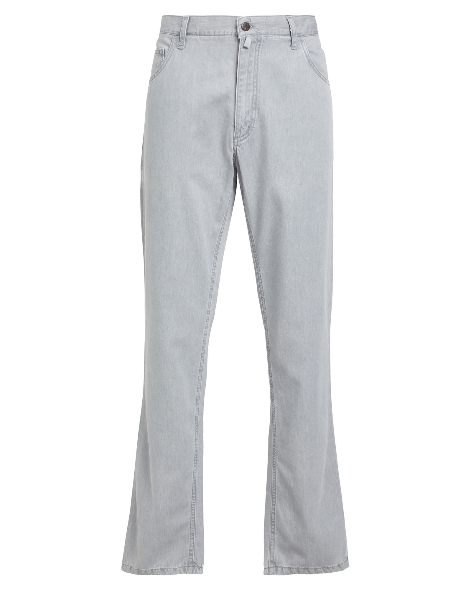 우븐, 브랜드 로고, 솔리드 컬러, 노멀 웨이스트, 벨트 루프, 테이퍼드 레그, 레귤러 핏, 1 버튼, 지퍼 여밈, 포켓 5개, 파이브 포켓. 이미지