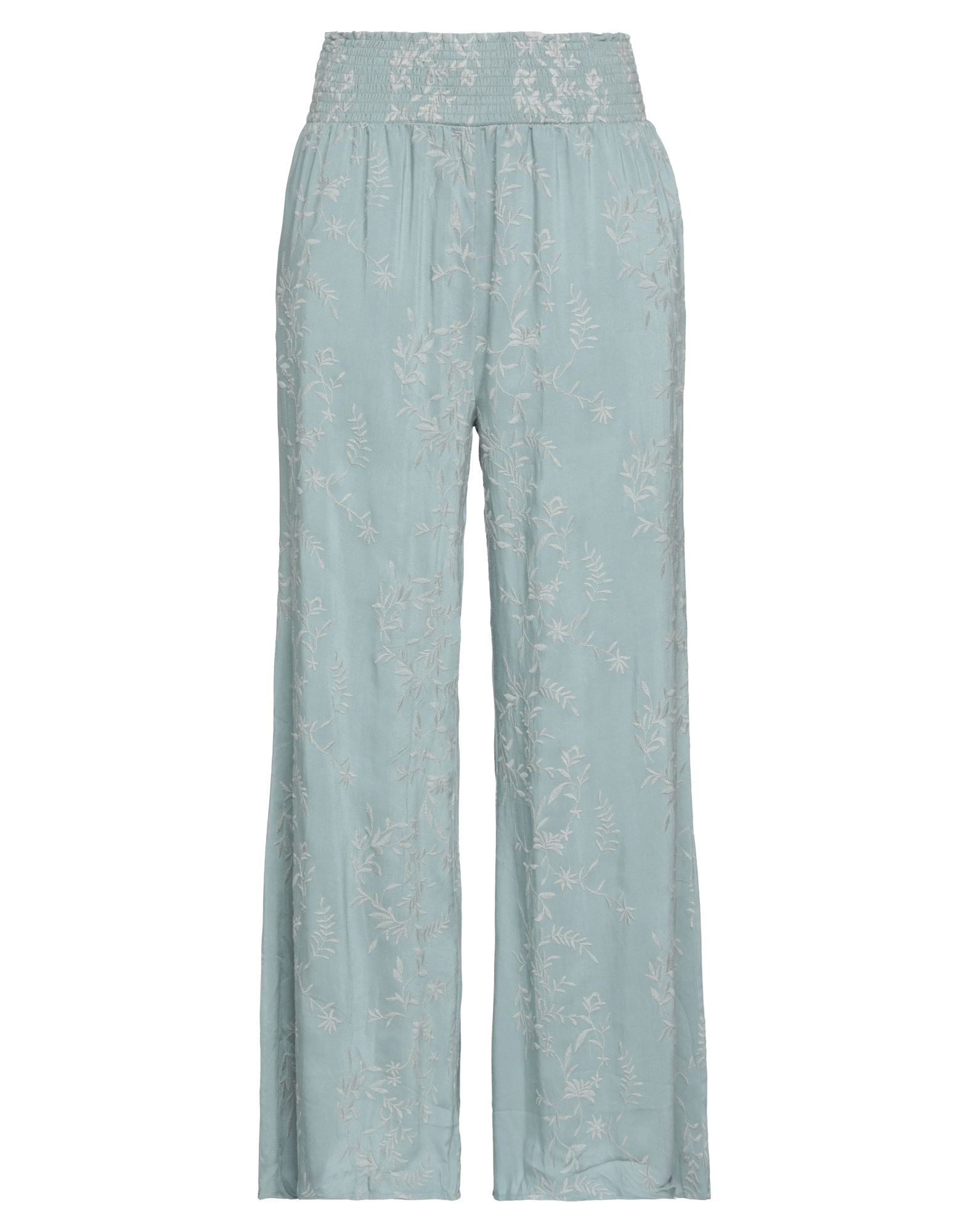 평직, 자수, 플로럴 모티브, 하이 웨이스트, 엘라스틱 웨이스트, 플레어 레그 스타일, 컴포트 핏, 멀티 포켓, 기타 바지. 이미지