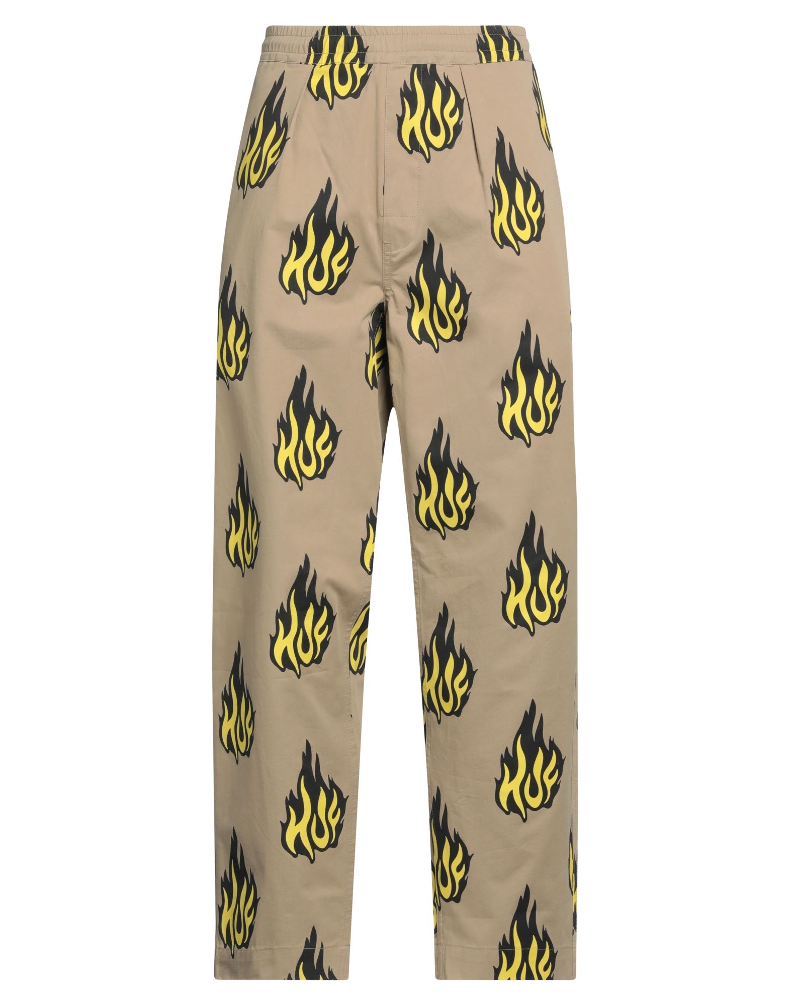 캐주얼 팬츠, 우븐, 멀티컬러 패턴, 프린트, 하이 웨이스트, 테이퍼드 레그, 컴포트 핏, 멀티 포켓, 세탁기로 세탁, 표백 금지, 건조기 사용가능, 다림질 금지. 이미지