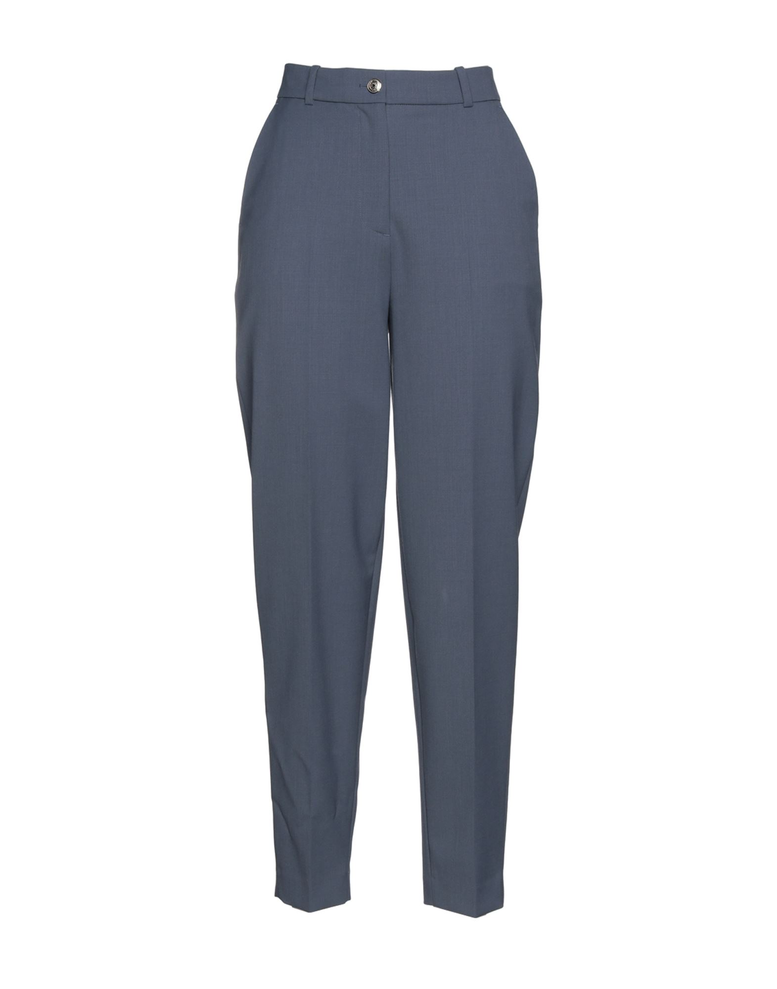 테이퍼드 팬츠, 트윌, 솔리드 컬러, 브랜드 로고, 하이 웨이스트, 벨트 루프, 레귤러 핏, 지퍼 여밈, 1 버튼, 멀티 포켓, 스트레치. 이미지