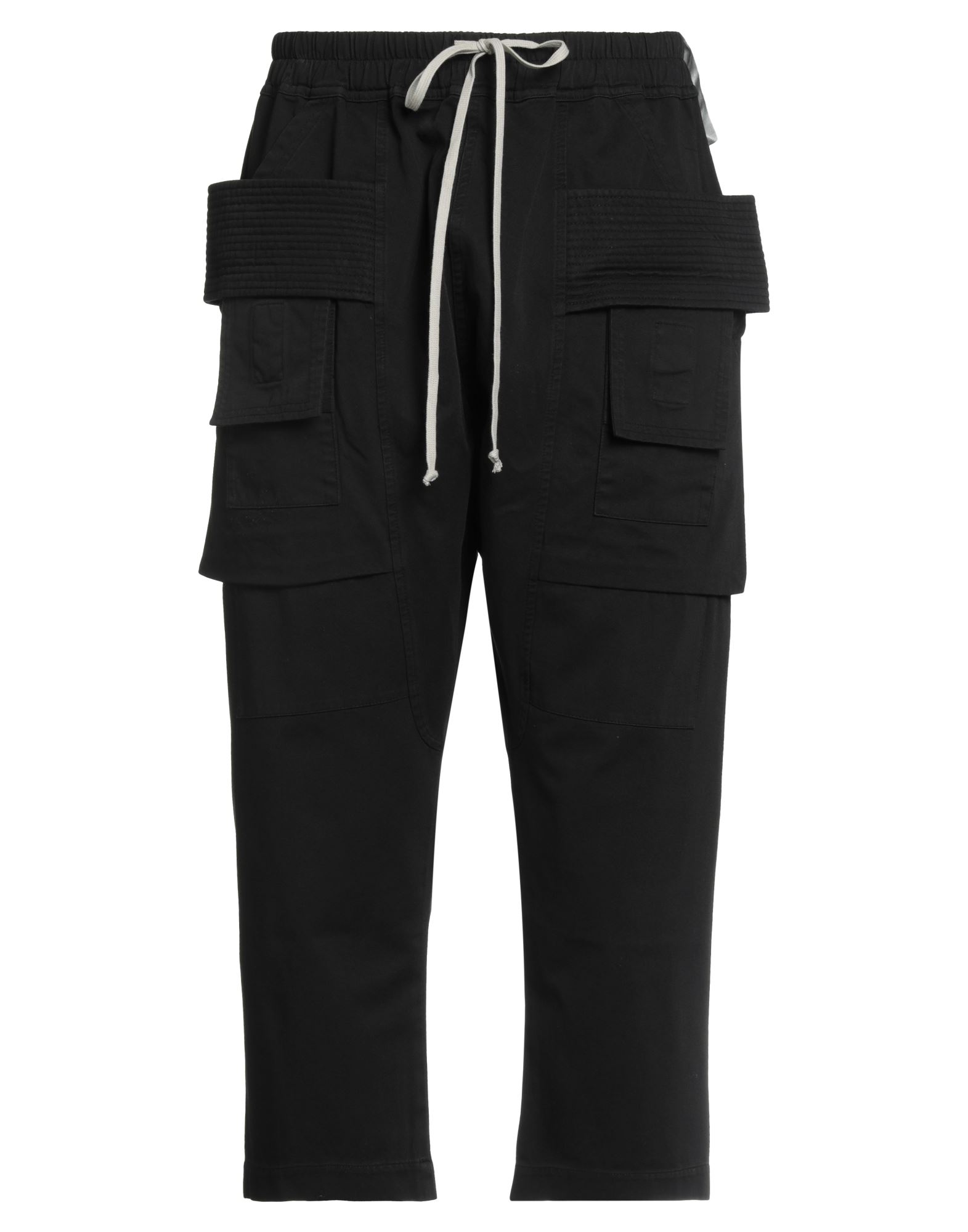 카고 팬츠, 트윌, 솔리드 컬러, 장식 부착 없음, 로우 크로치, 드로스트링 웨이스트, 레귤러 핏, 멀티 포켓, 손세탁 또는 드라이클리닝, 표백 금지, 건조기 사용불가, 다림질 금지, 크롭트. 이미지