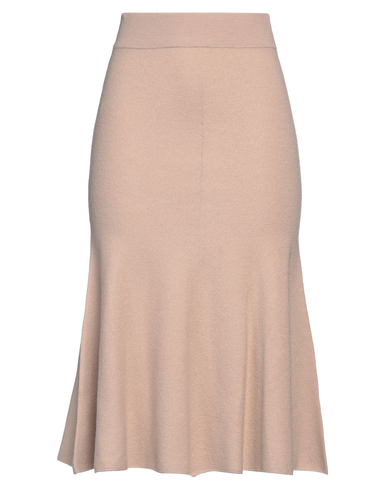 울, 라이트웨이트 니트, 장식 부착 없음, 솔리드 컬러, 엘라스틱 웨이스트, 안감없음, 포켓 없음, 손세탁 또는 드라이클리닝, 건조기 사용불가, 표백 금지, 플레어 스커트. 이미지