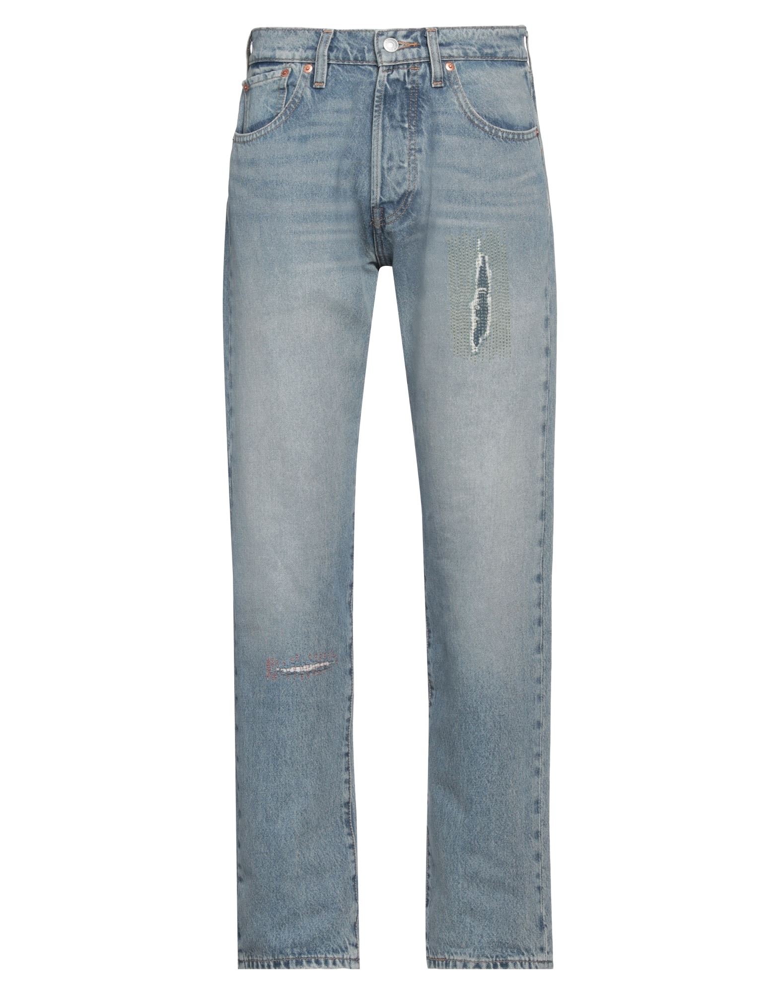 스트레이트 레그 진, 데님, 바랜 효과, 장식 디테일 솔리드 컬러, 자수 장식, 브랜드 로고, 미디엄 워싱, 노멀 웨이스트, 레귤러 핏, 버튼 여밈, 멀티 포켓, 스트레치, 세탁기 세탁 또는 드라이클리닝, 표백 금지, 건조기 사용가능, model: 501, 이 브랜드는 사이즈가 작게 나옵니다. 이미지