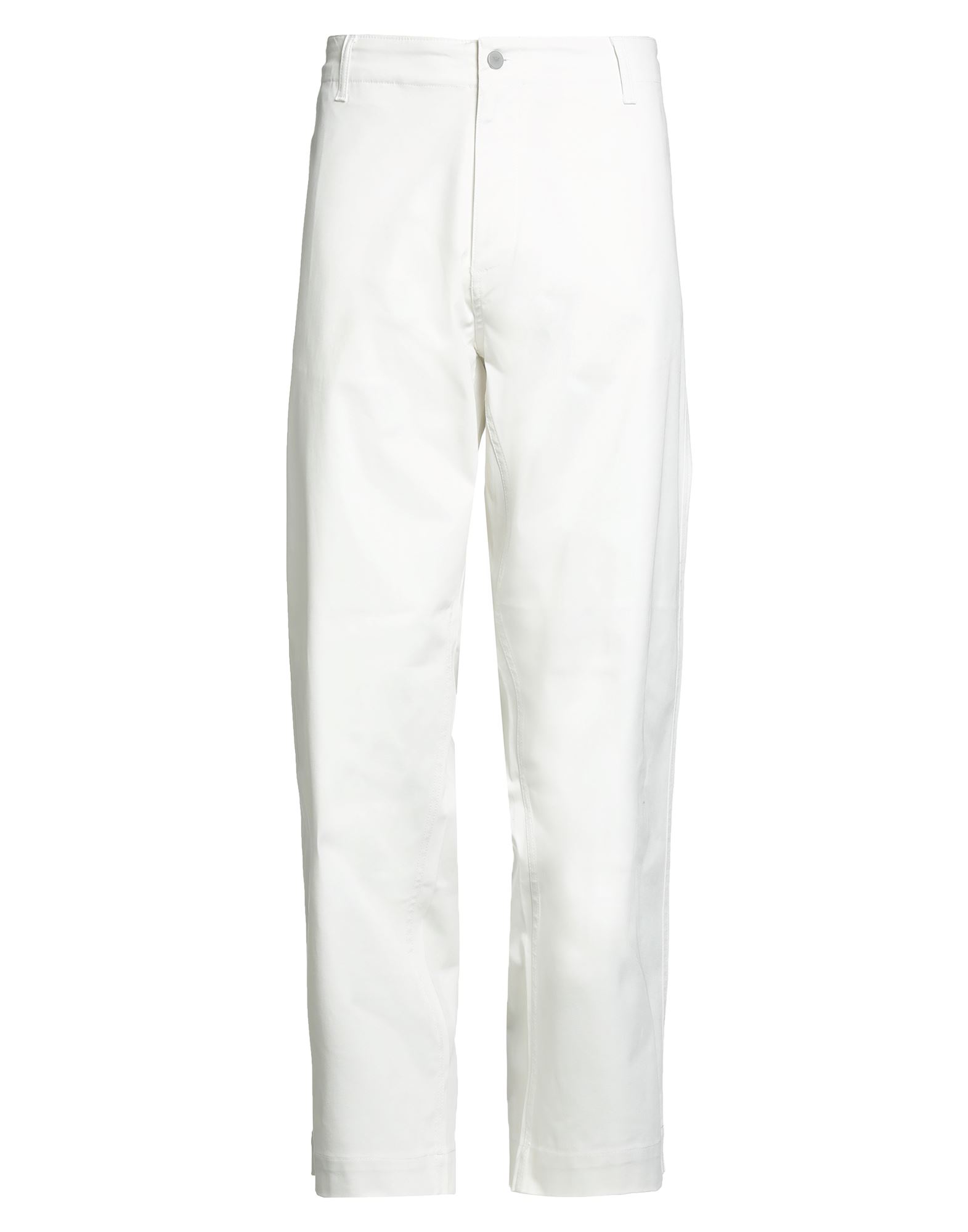 치노 팬츠, 트윌, 솔리드 컬러, 브랜드 로고, 하이 웨이스트, 벨트 루프, 스트레이트 레그, 레귤러 핏, 지퍼 여밈, 1 버튼, 웰트 포켓, 슬릿 포켓, 스트레치, 세탁기 세탁 또는 드라이클리닝, 표백 금지, 건조기 사용불가. 이미지