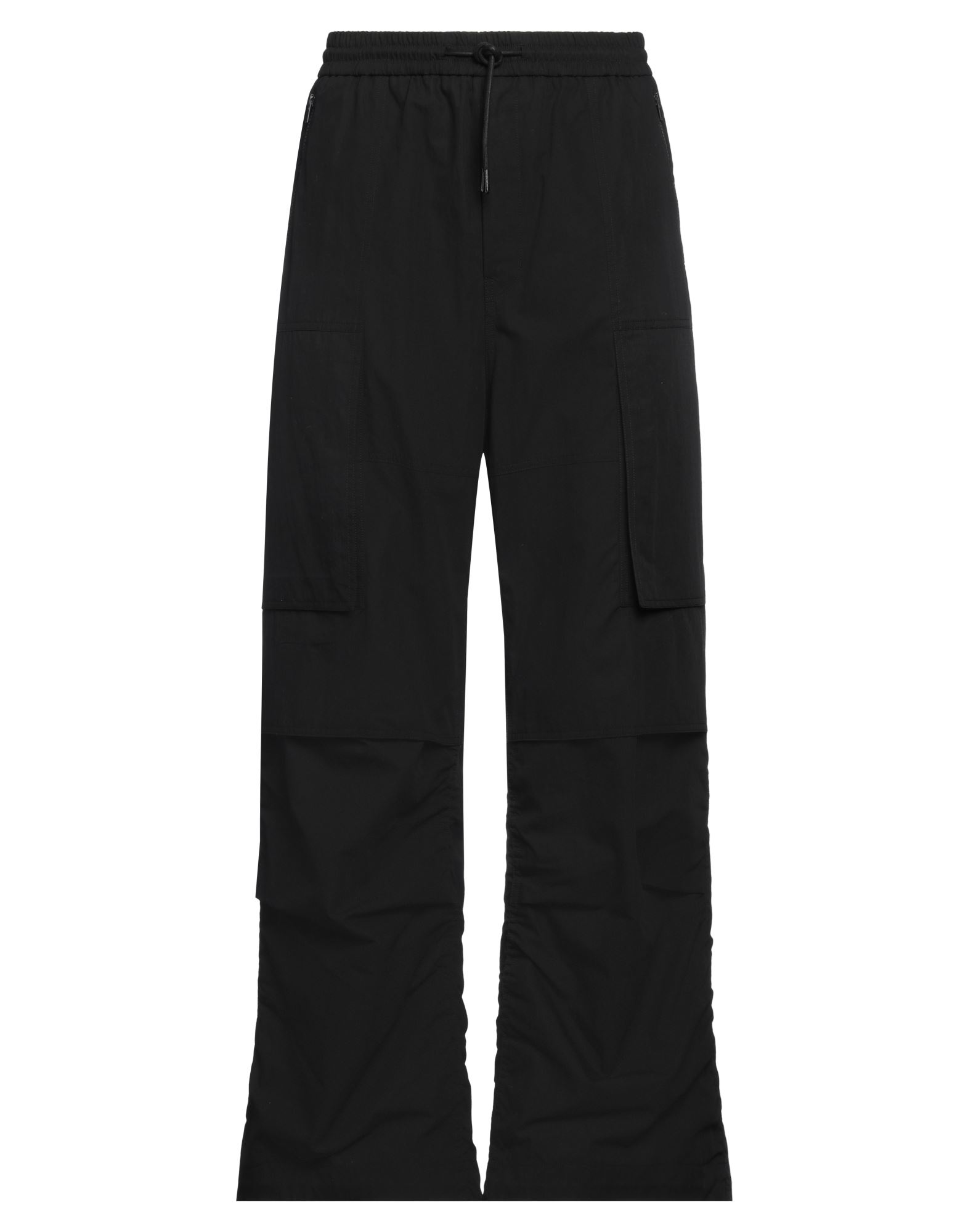 캐주얼 팬츠, 테크니컬 패브릭, 솔리드 컬러, 브랜드 로고, 하이 웨이스트, 스트레이트 레그, 컴포트 핏, 안감있음, 드로스트링 여밈, 멀티 포켓, 손세탁 또는 드라이클리닝, 표백 금지, 건조기 사용불가. 이미지