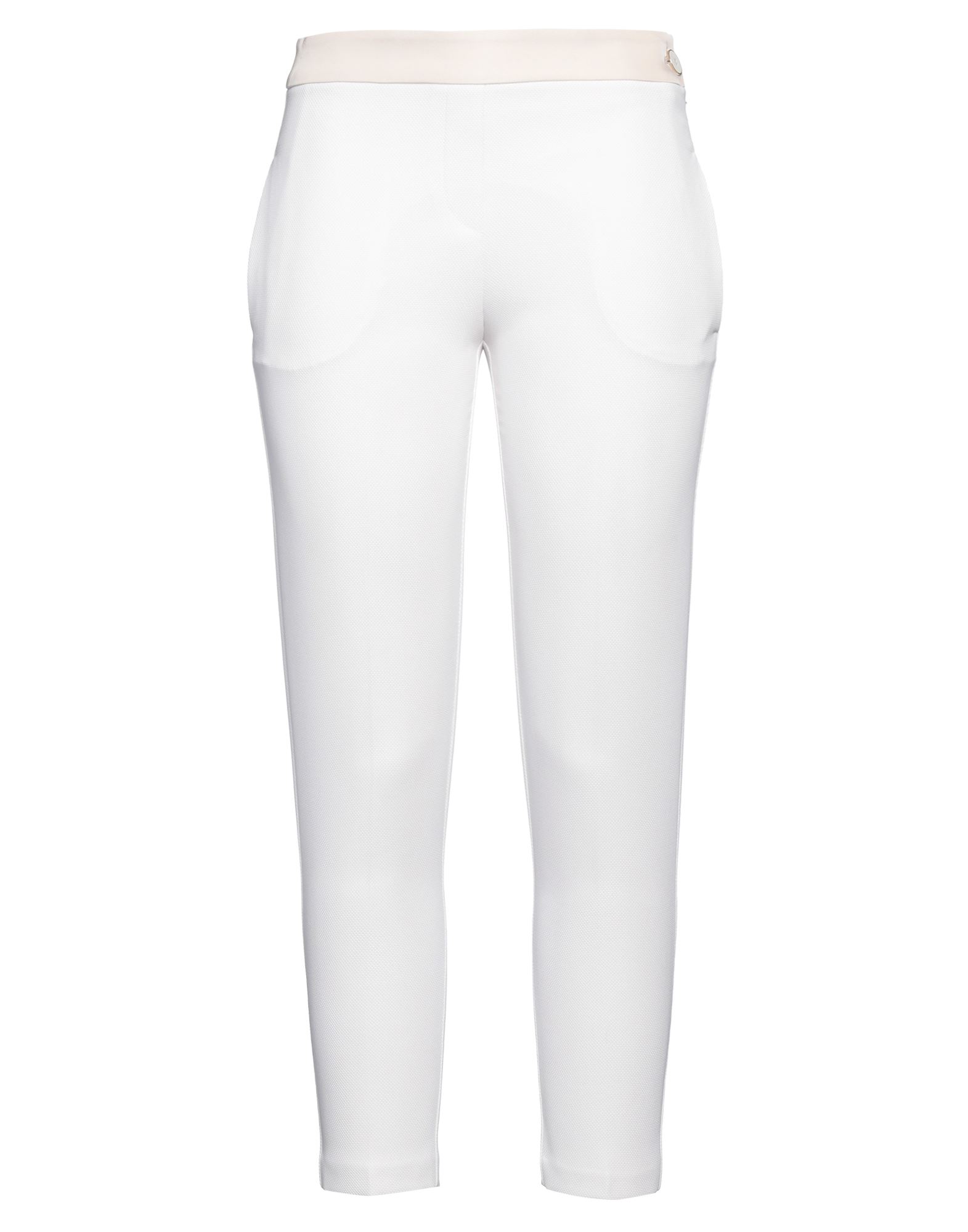 크레이프, 장식 부착 없음, 솔리드 컬러, 노멀 웨이스트, 테이퍼드 레그, 레귤러 핏, 1 버튼, 지퍼 여밈, 멀티 포켓, 드라이클리닝, 건조기 사용불가, 표백 금지, 테일러드. 이미지