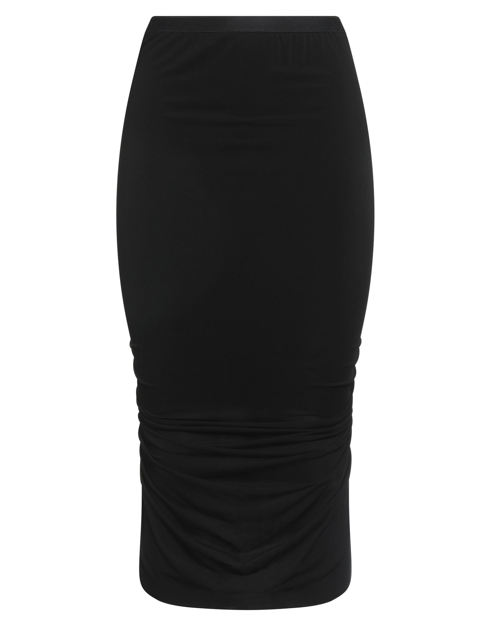 펜슬 스커트, 저지, 솔리드 컬러, 장식 부착 없음, 엘라스틱 웨이스트라인, 안감있음, 스트레치, 드라이클리닝, 표백 금지, 건조기 사용불가. 이미지