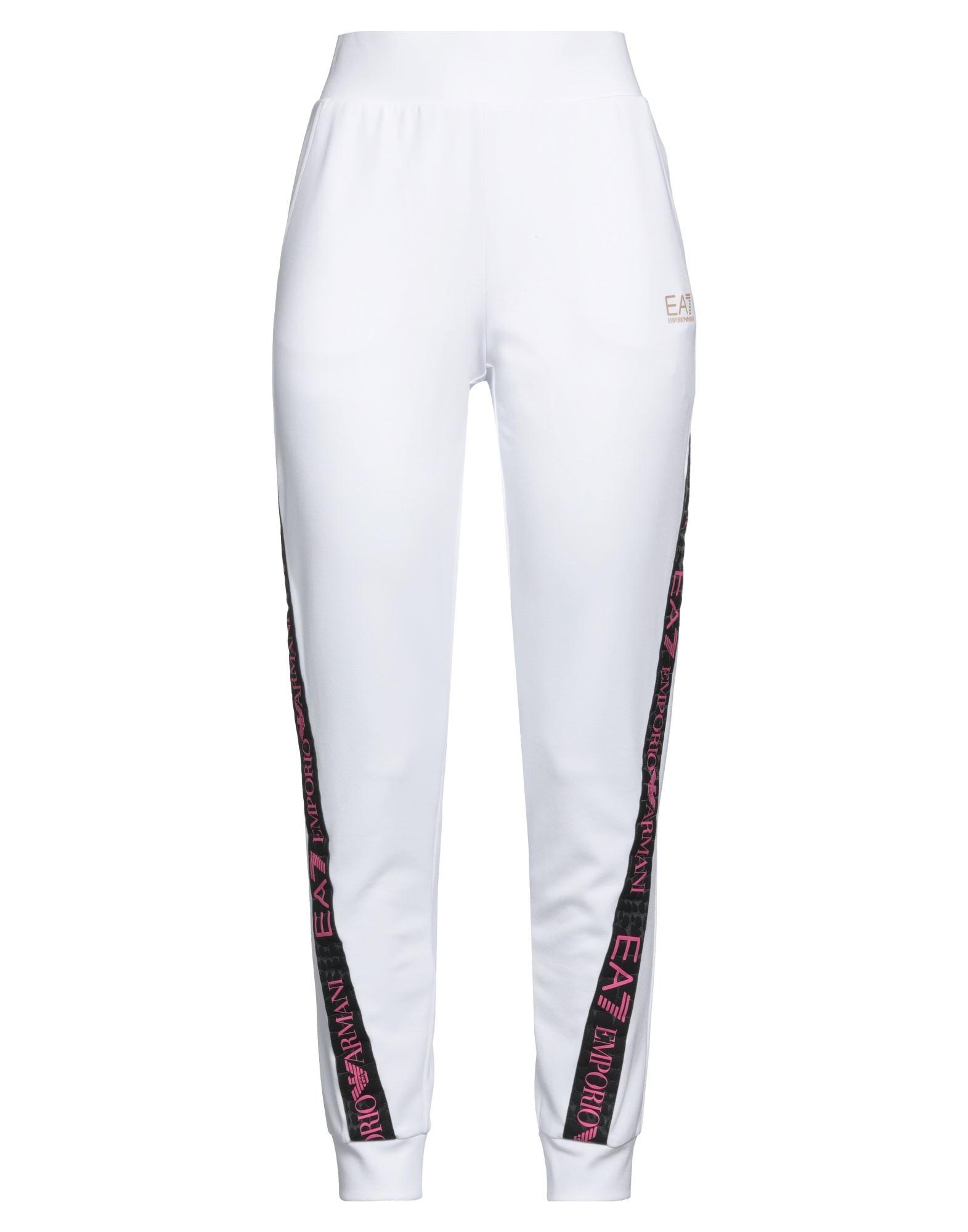 트랙 팬츠, 저지, 장식 디테일 솔리드 컬러, 브랜드 로고, 사이드 스트라이프, 하이 웨이스트, 엘라스틱 웨이스트라인, 컴포트 핏, 멀티 포켓, 스트레치, 세탁기로 세탁, 표백 금지, 건조기 사용불가. 이미지