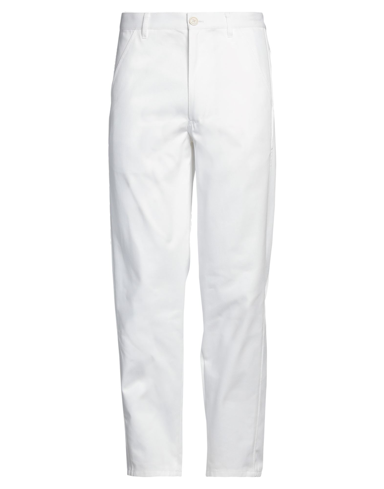 평직, 브랜드 로고, 솔리드 컬러, 하이 웨이스트, 벨트 루프, 테이퍼드 레그, 레귤러 핏, 지퍼 클로저, 1 버튼, 멀티 포켓, 치노, 라지 핏. 이미지